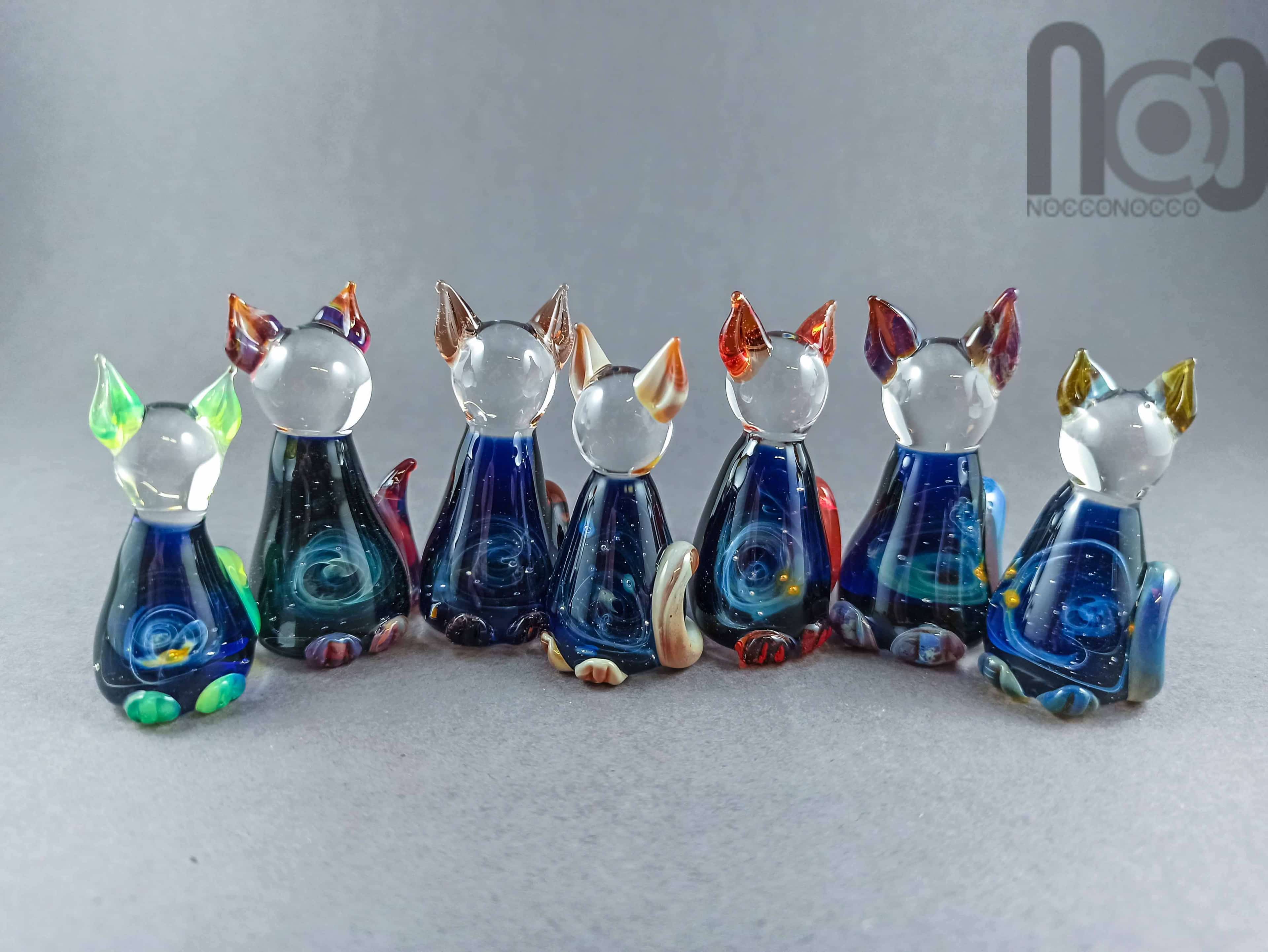 Galaxy Cat Sculpture — handmade borosilicate glass by NoccoNocco, made in Greece
