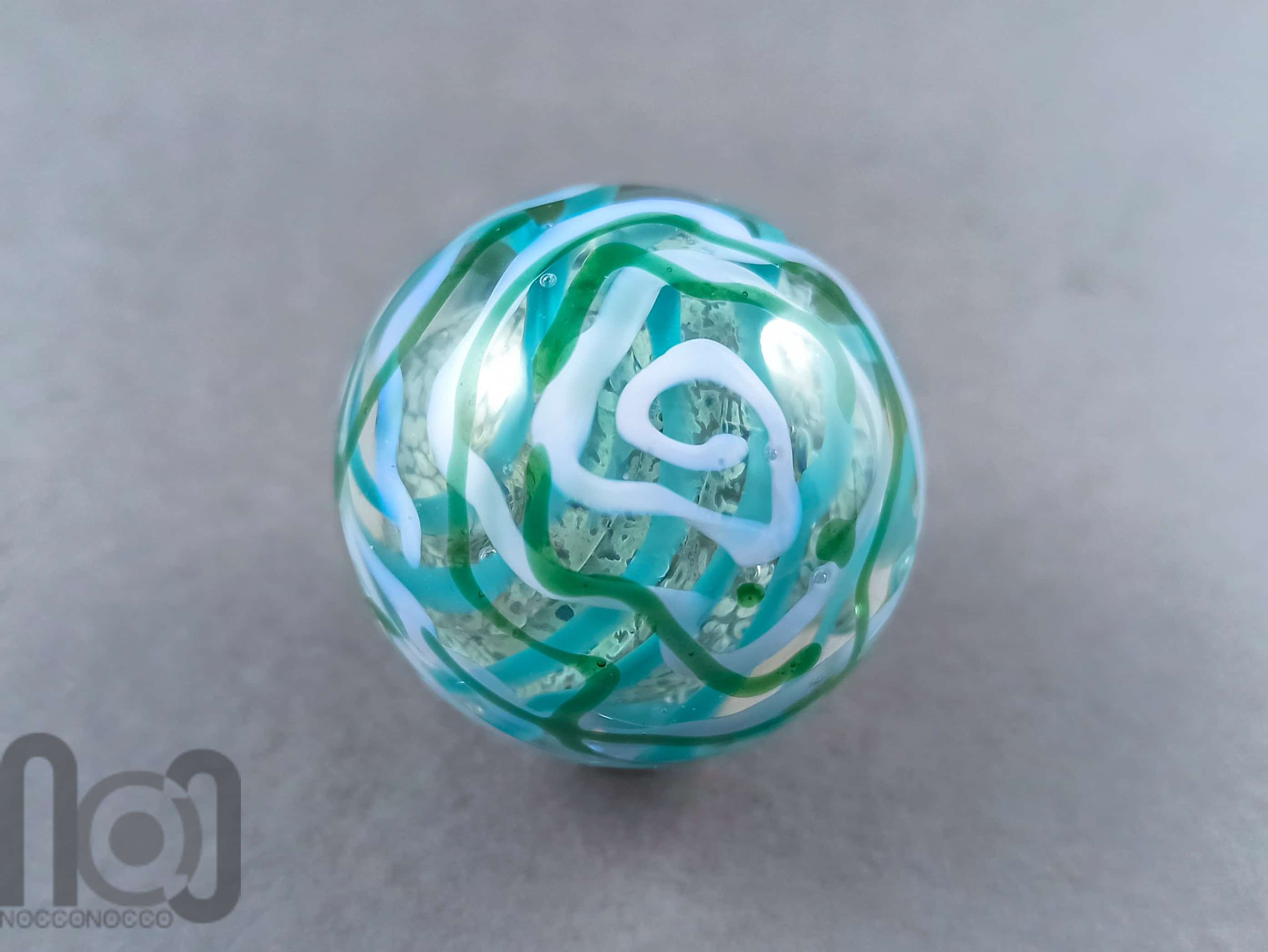 Layered Glass Marble, v145 — handmade borosilicate glass by NoccoNocco, made in Greece