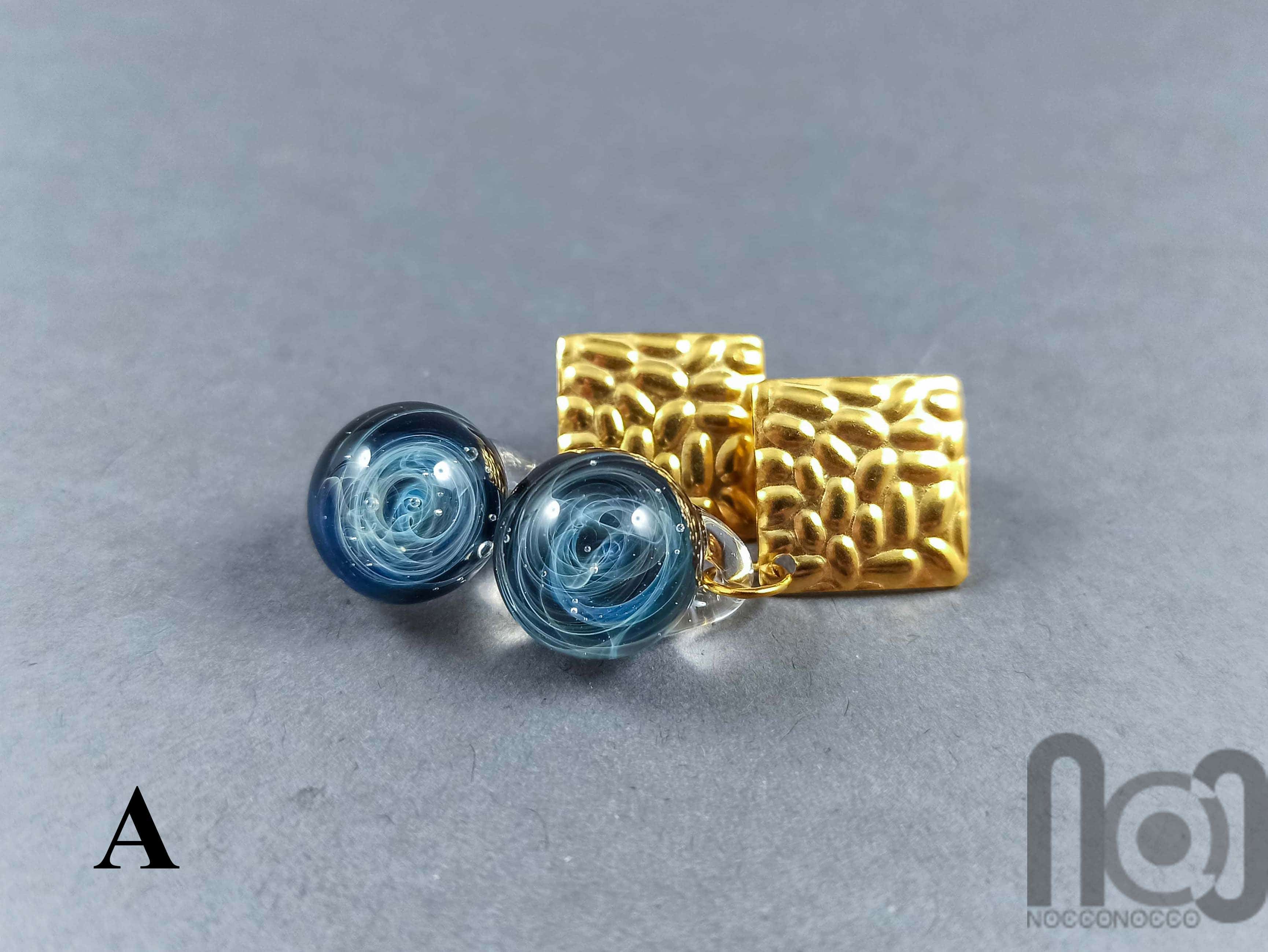 Galaxy Earrings — handmade borosilicate glass by NoccoNocco, made in Greece