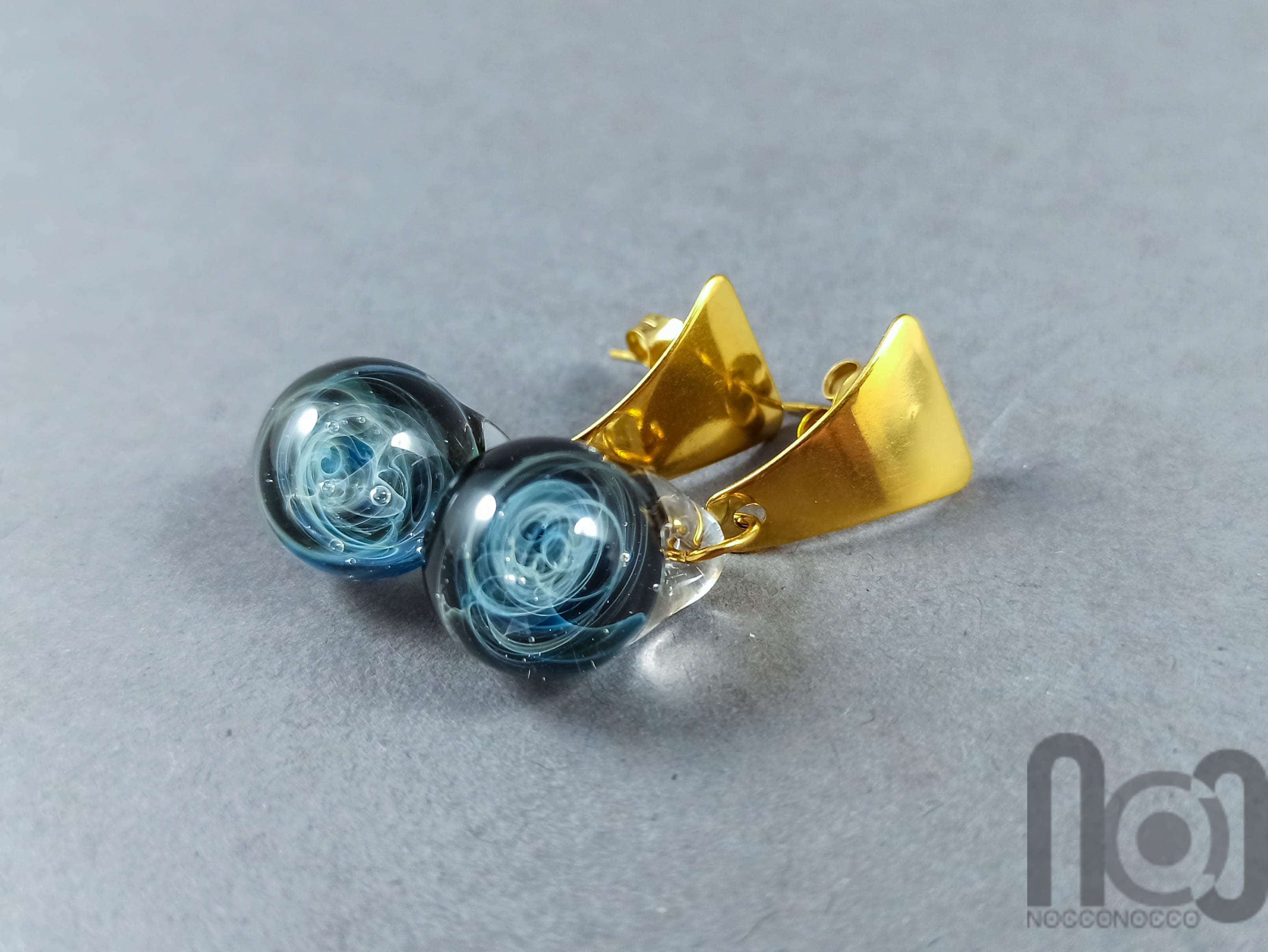 Galaxy Earrings — handmade borosilicate glass by NoccoNocco, made in Greece