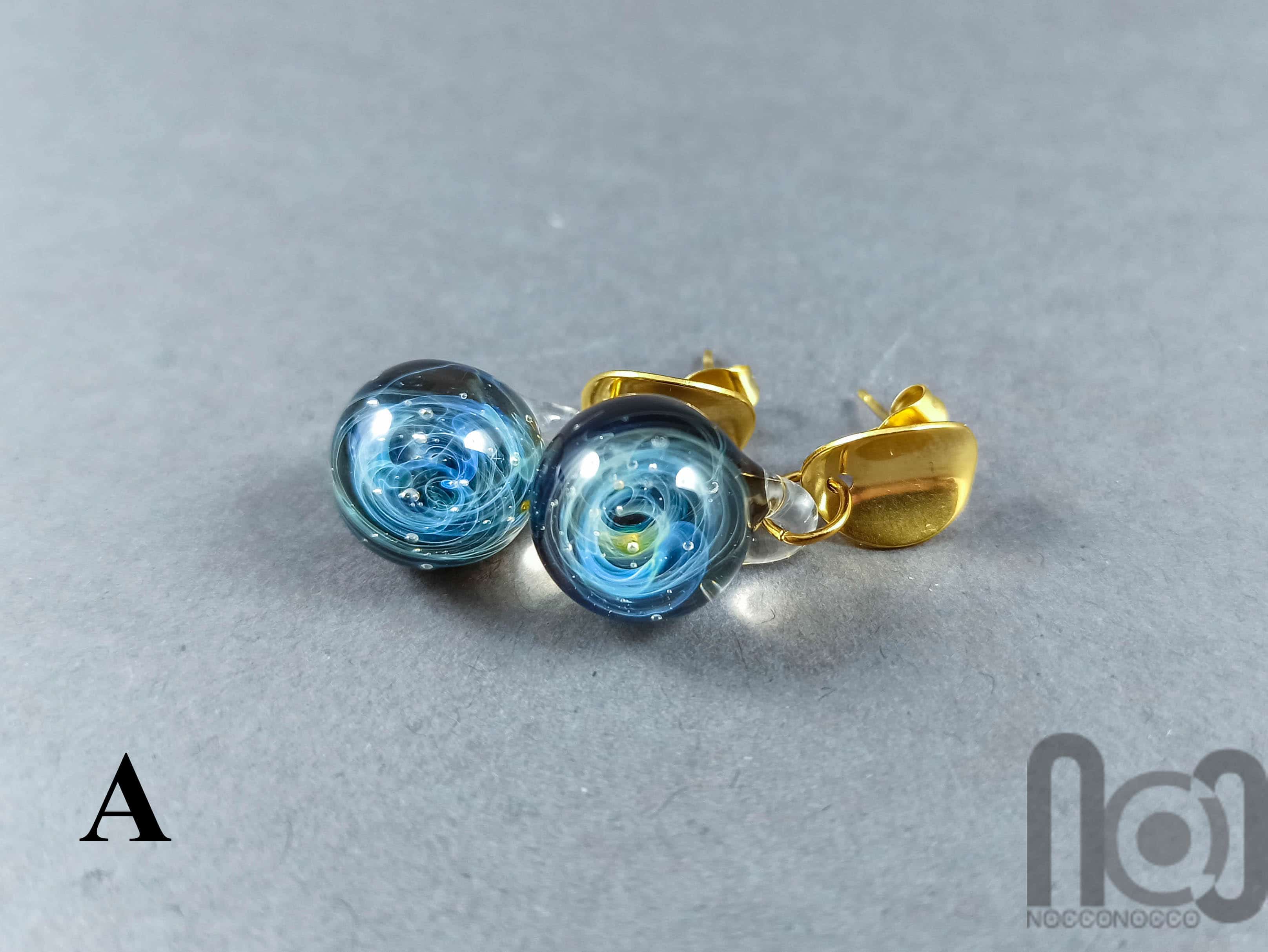 Galaxy Earrings — handmade borosilicate glass by NoccoNocco, made in Greece