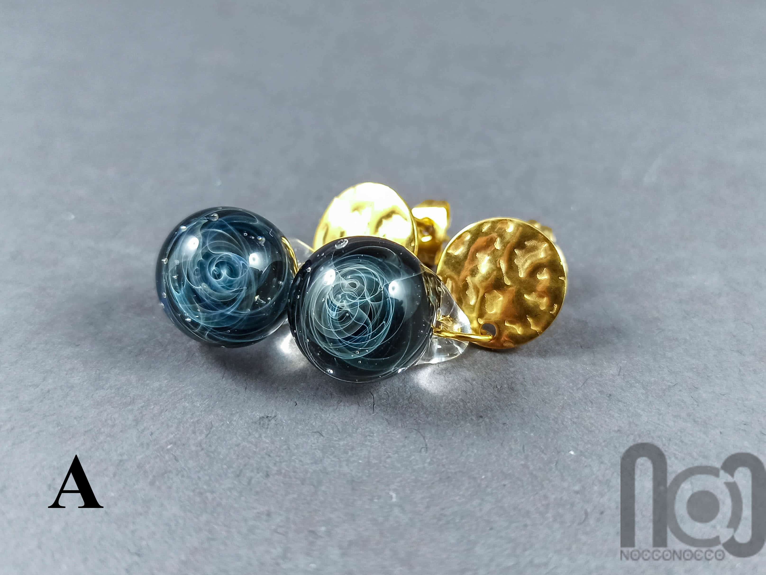 Galaxy Earrings — handmade borosilicate glass by NoccoNocco, made in Greece