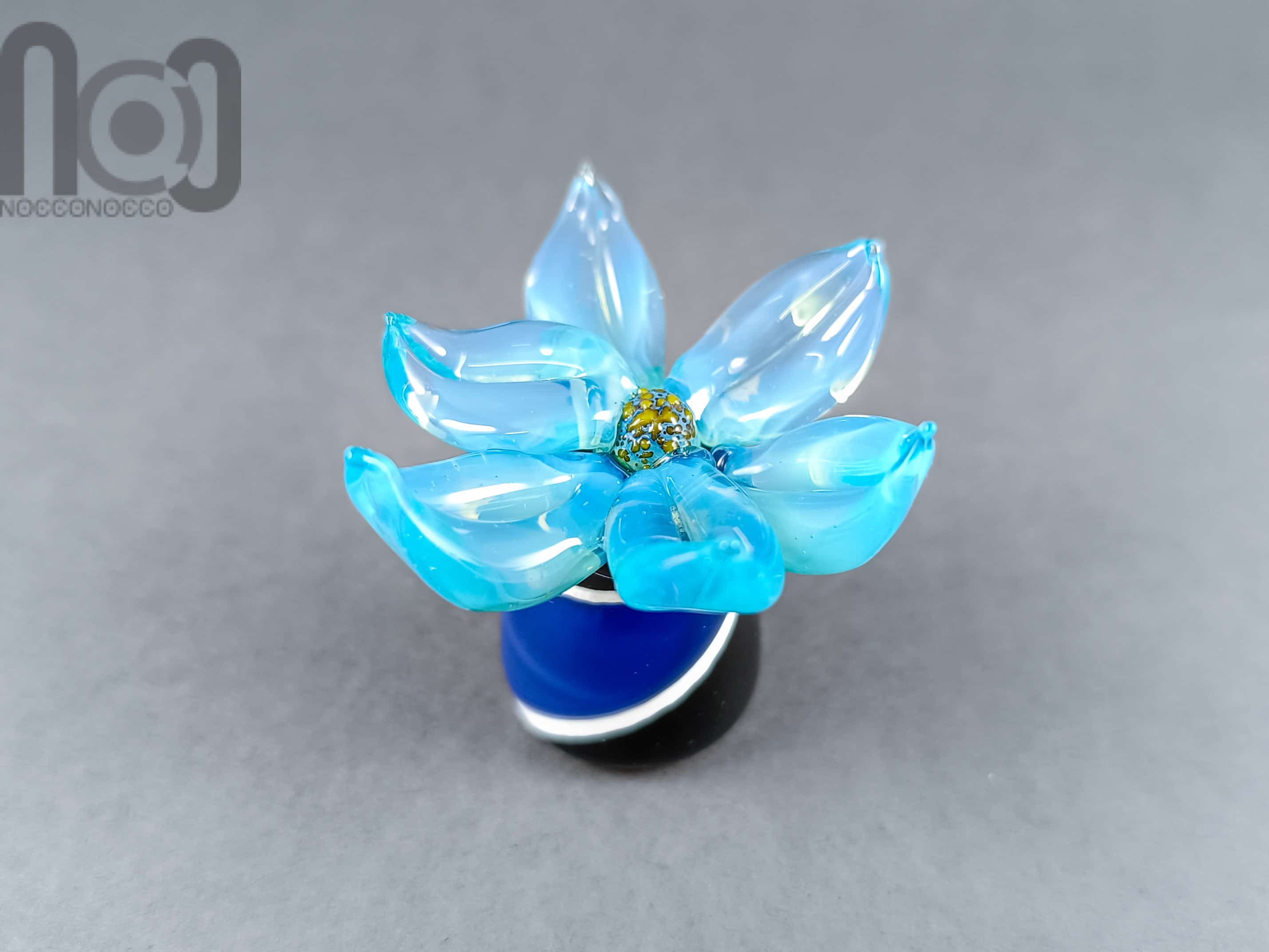 Blue Succulent — handmade borosilicate glass by NoccoNocco, made in Greece