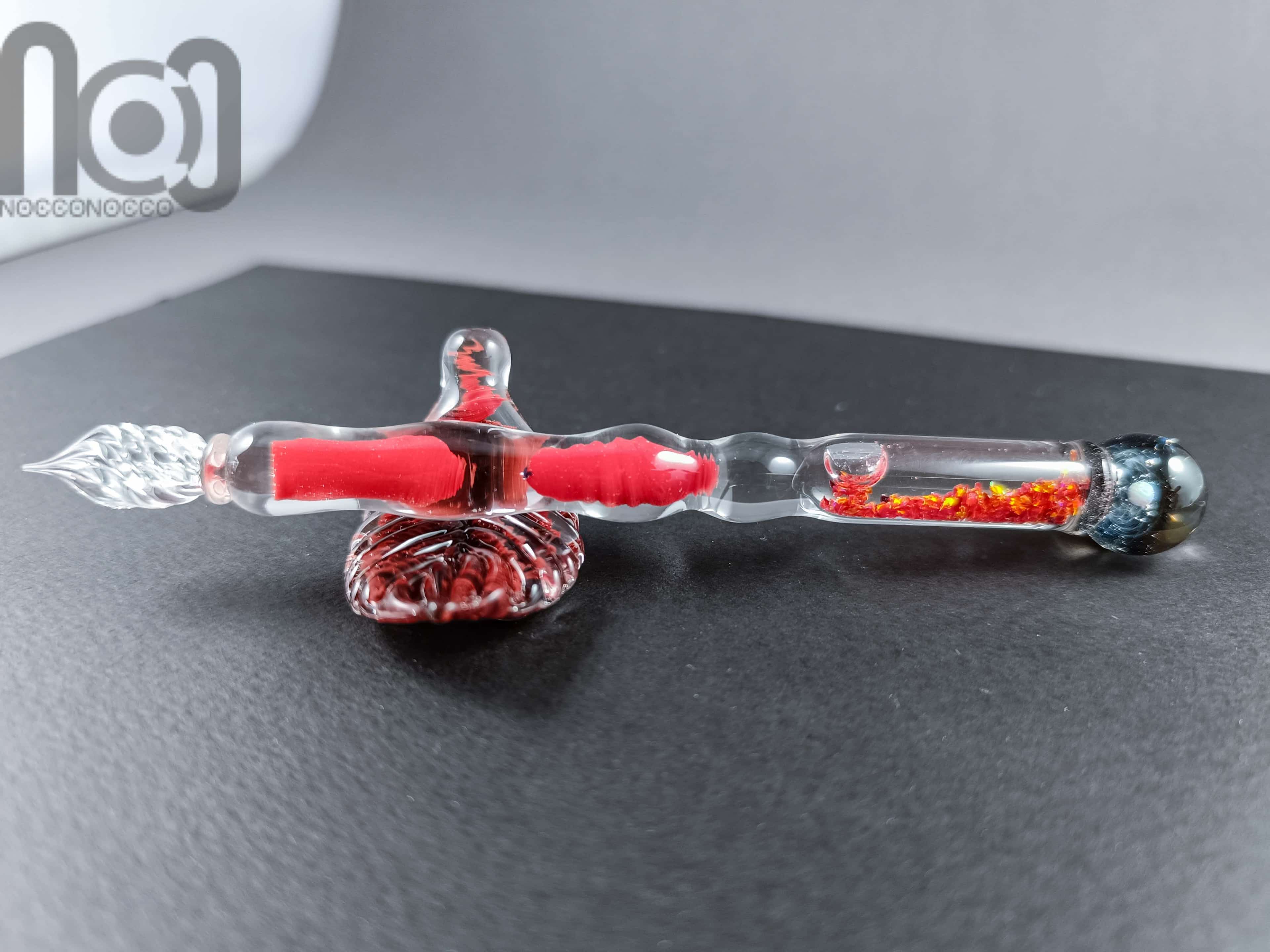 Dip Pen with Crushed Opal and Galaxy, v110 — handmade borosilicate glass by NoccoNocco, made in Greece