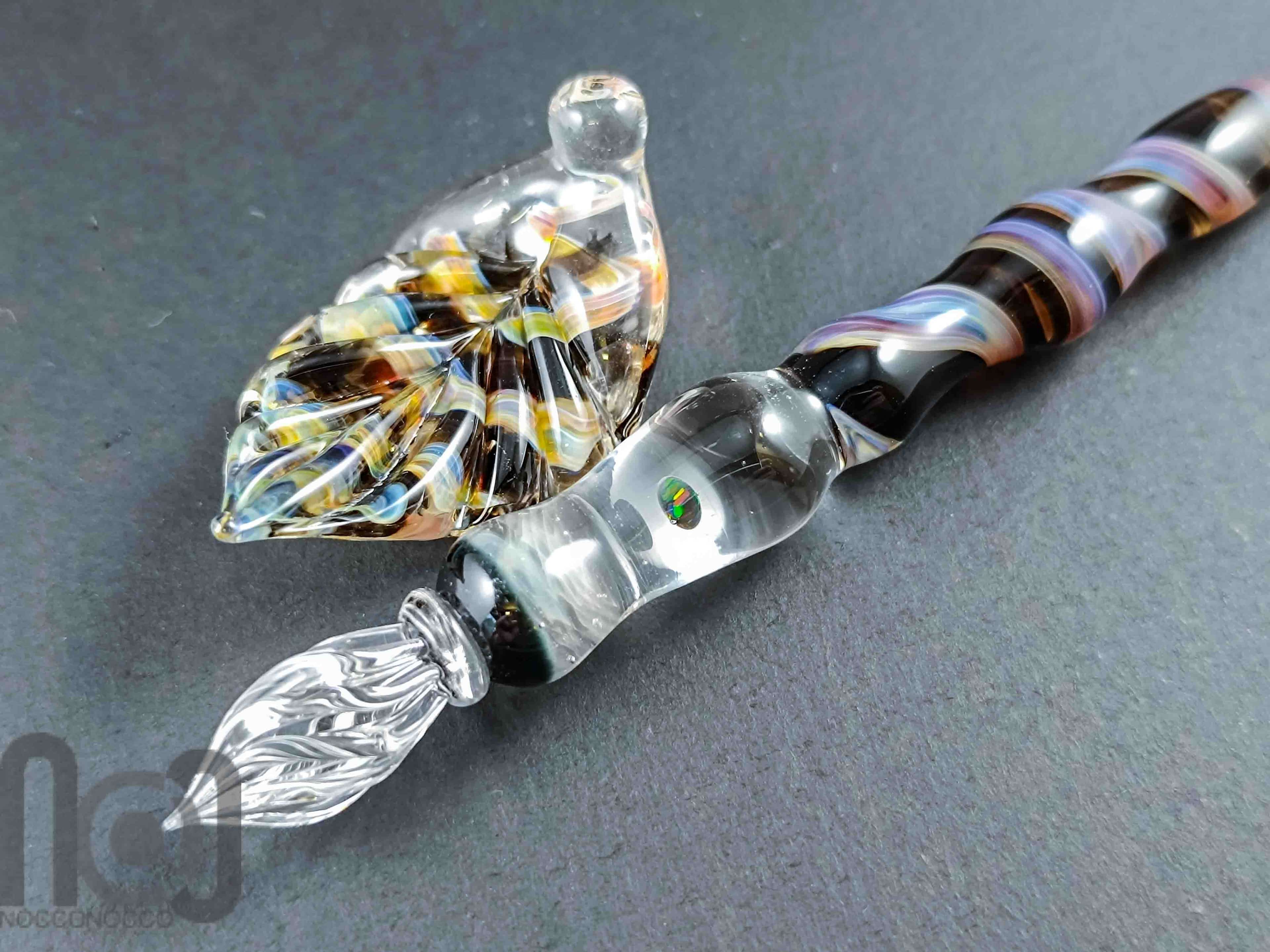 Handmade Glass Dip Pen with Opal — handmade borosilicate glass by NoccoNocco, made in Greece
