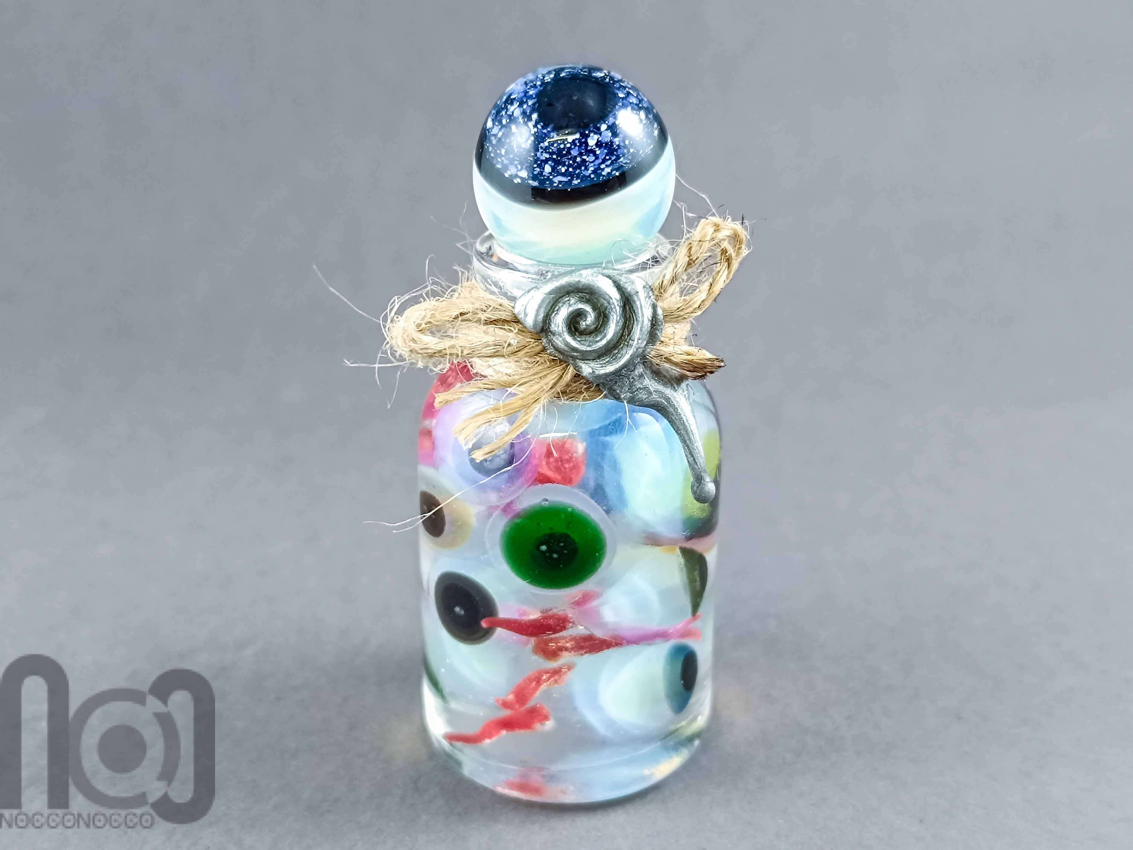 Witches Bottle with Floating Glass Eyeballs | Gothic Decor — handmade borosilicate glass by NoccoNocco, made in Greece