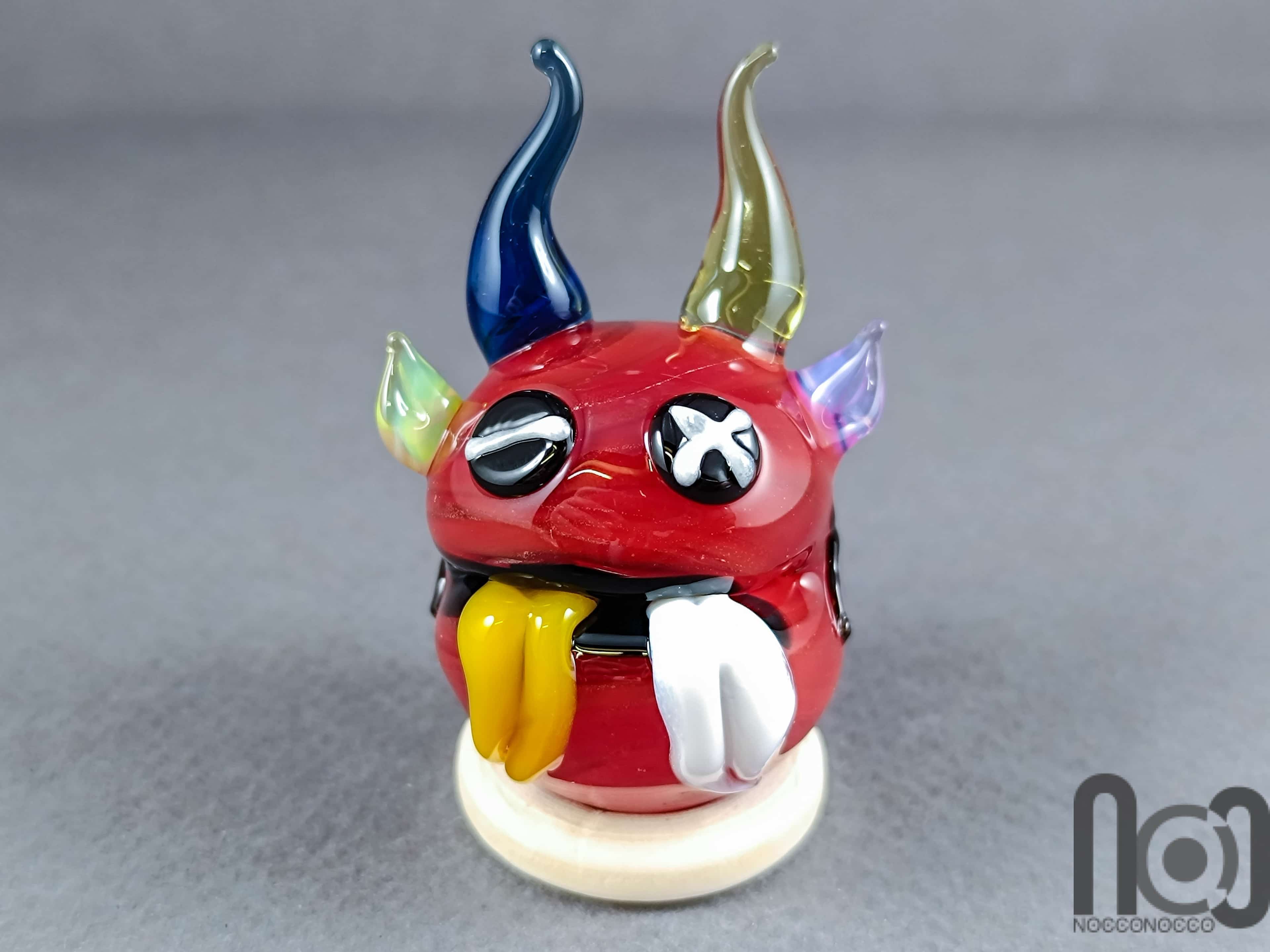 Handmade Glass Monster Marble – Red Edition, v598 — handmade borosilicate glass by NoccoNocco, made in Greece