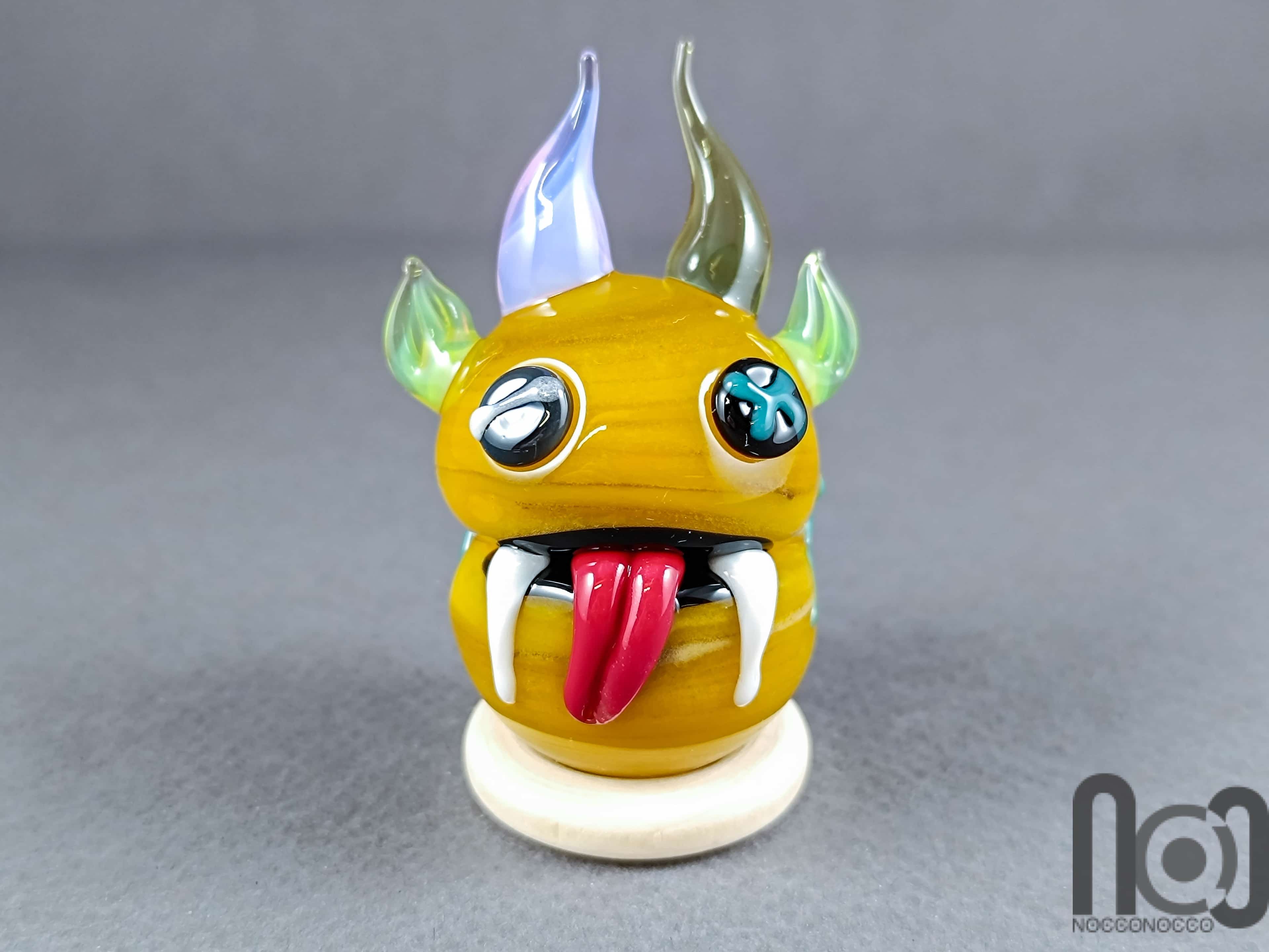 Handmade Glass Monster Marble – Yellow Edition, v599 — handmade borosilicate glass by NoccoNocco, made in Greece