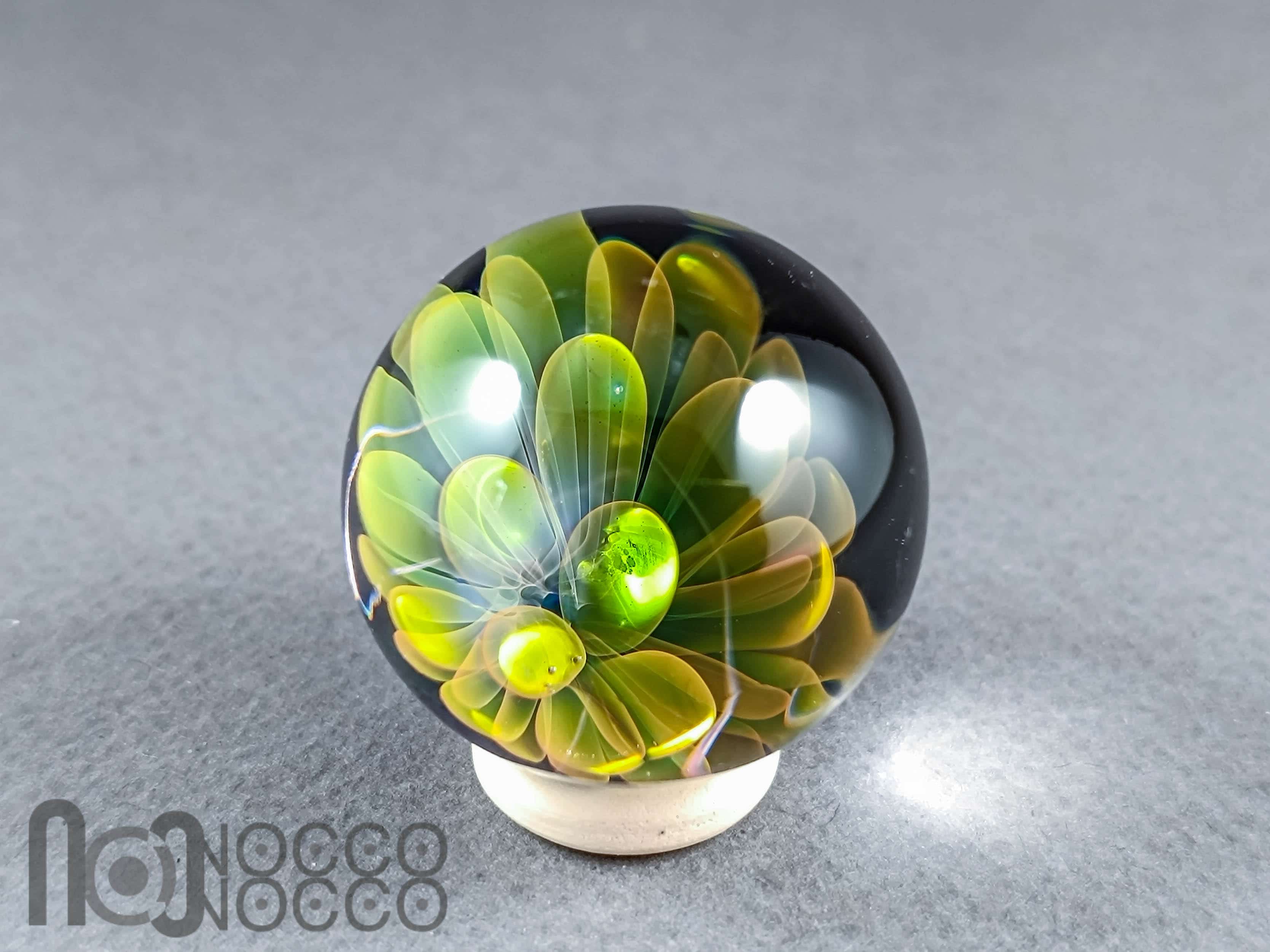 Handmade Gold & Silver Fumed Glass Implosion Marble, v601 — handmade borosilicate glass by NoccoNocco, made in Greece