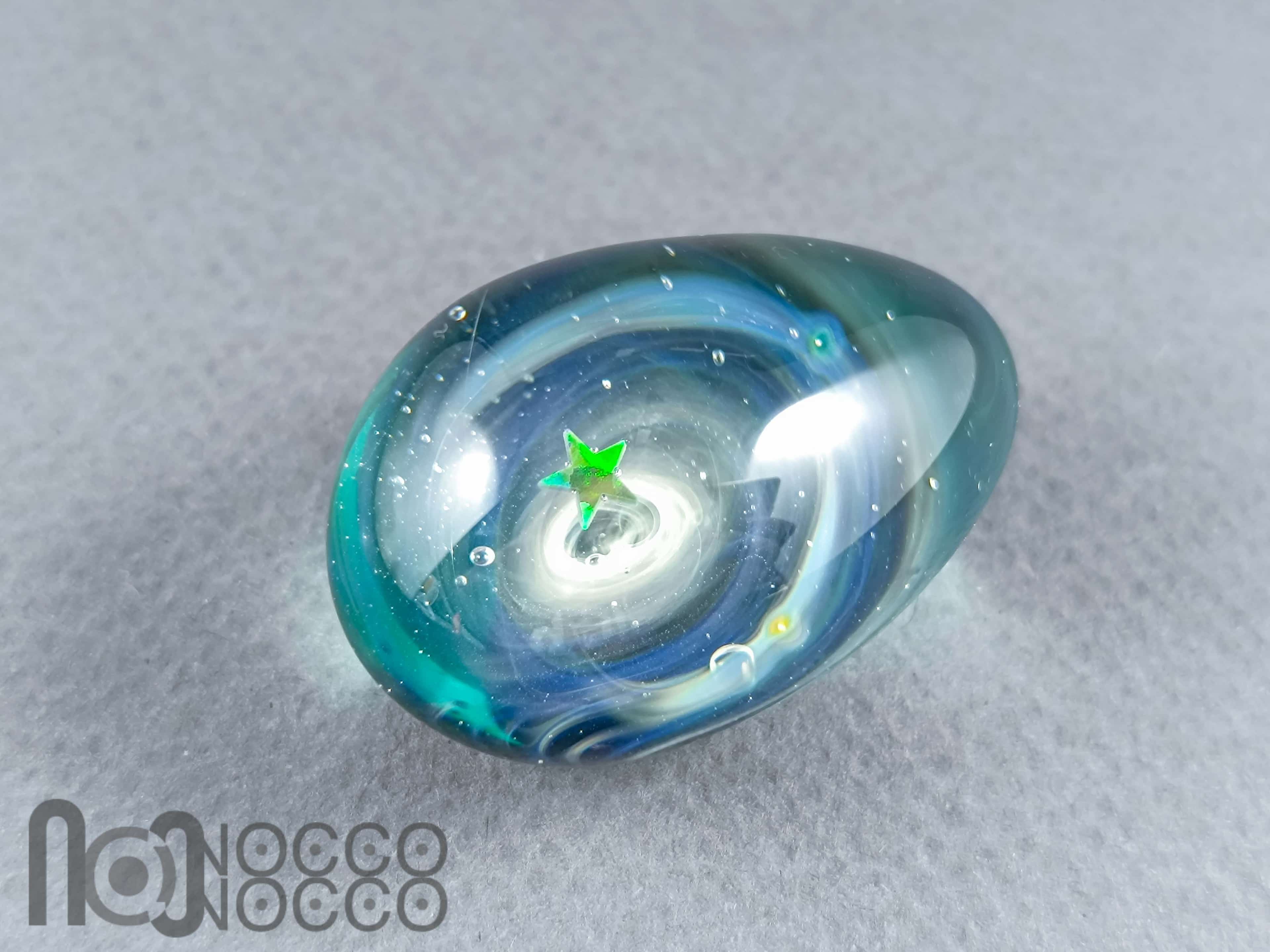 Handmade Glass Galaxy Egg with Opal Planet, v605 — handmade borosilicate glass by NoccoNocco, made in Greece