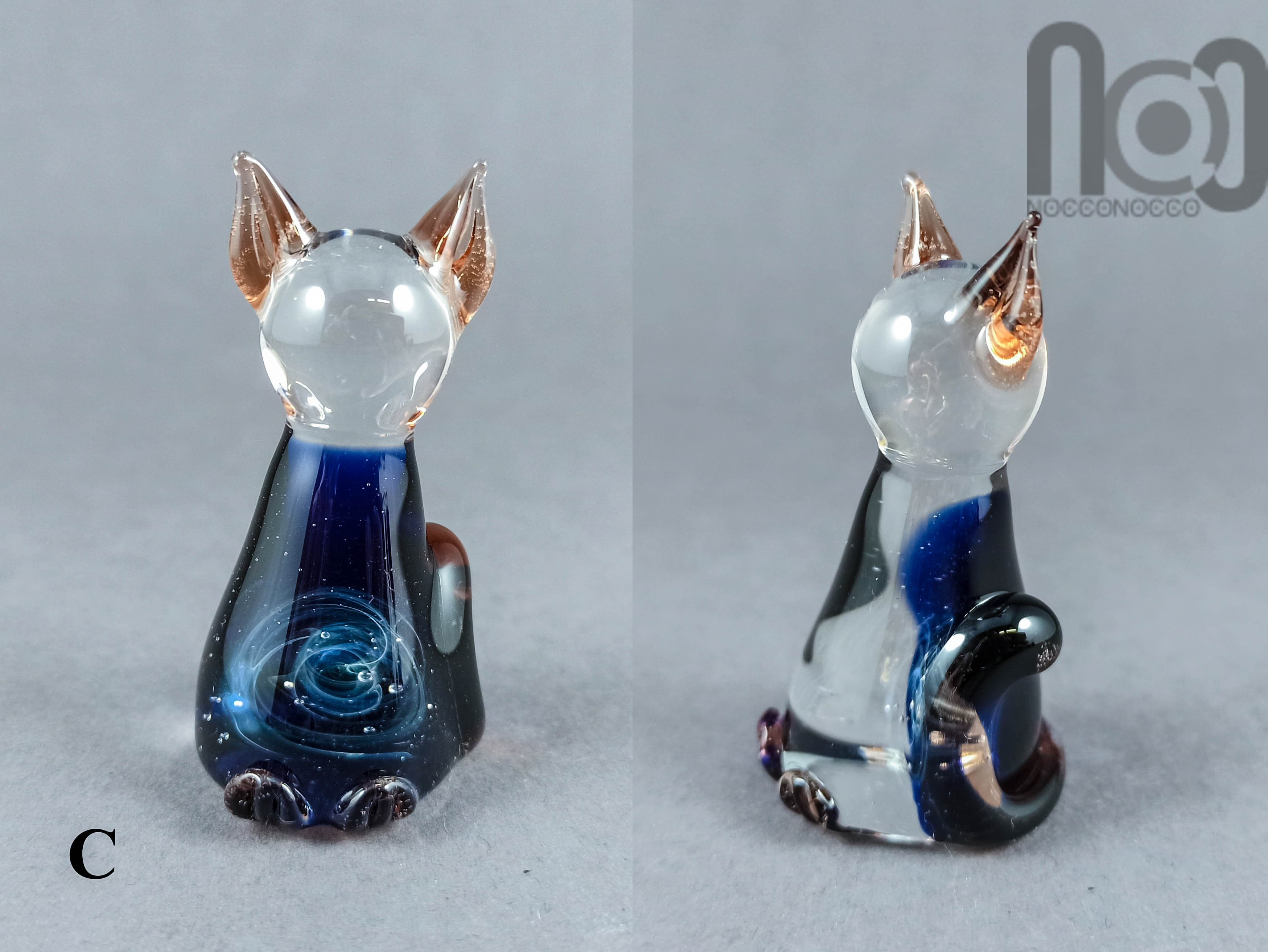 Galaxy Cat Sculpture — handmade borosilicate glass by NoccoNocco, detail view 4 of 6, made in Greece