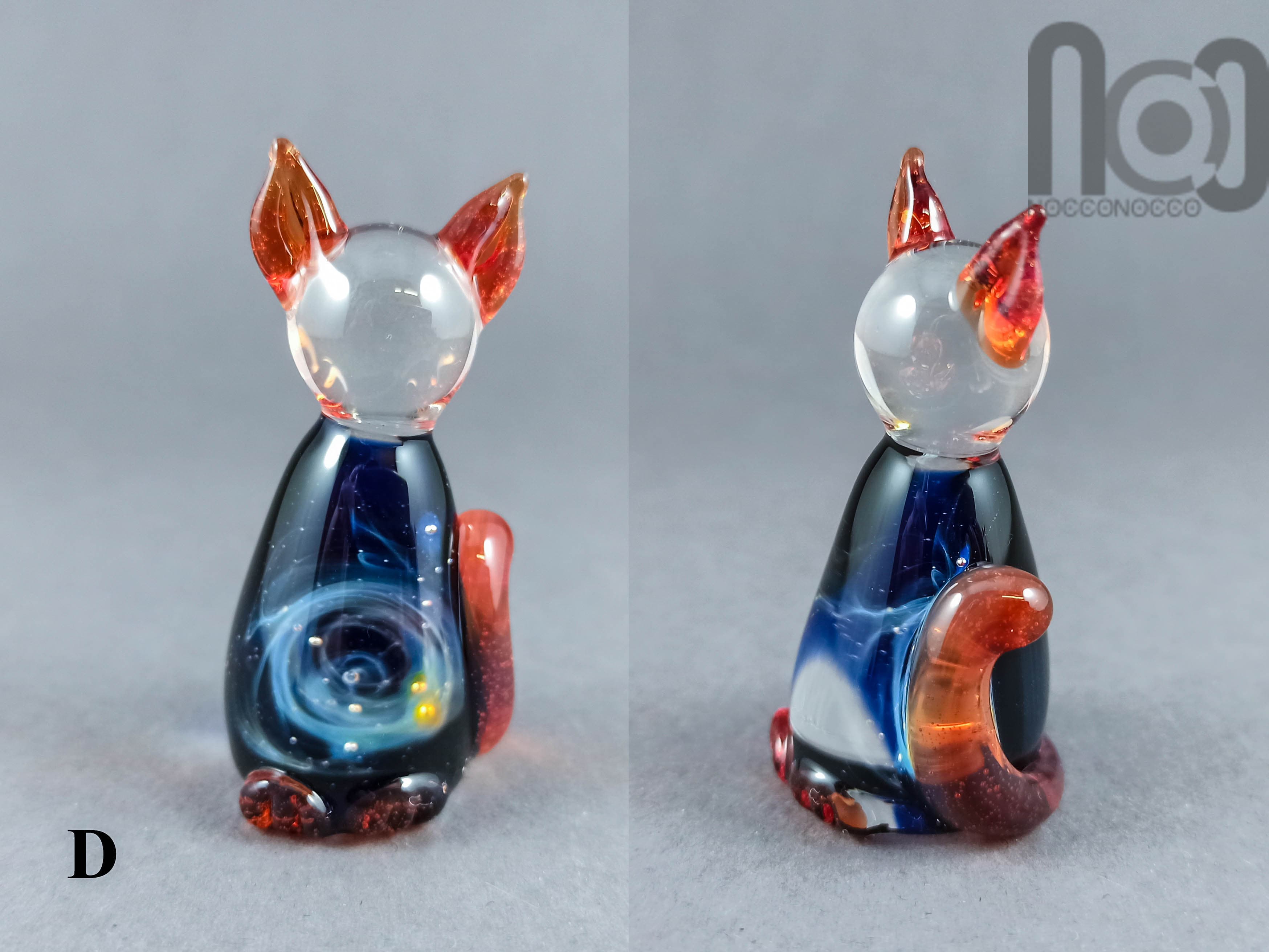 Galaxy Cat Sculpture — handmade borosilicate glass by NoccoNocco, detail view 5 of 6, made in Greece
