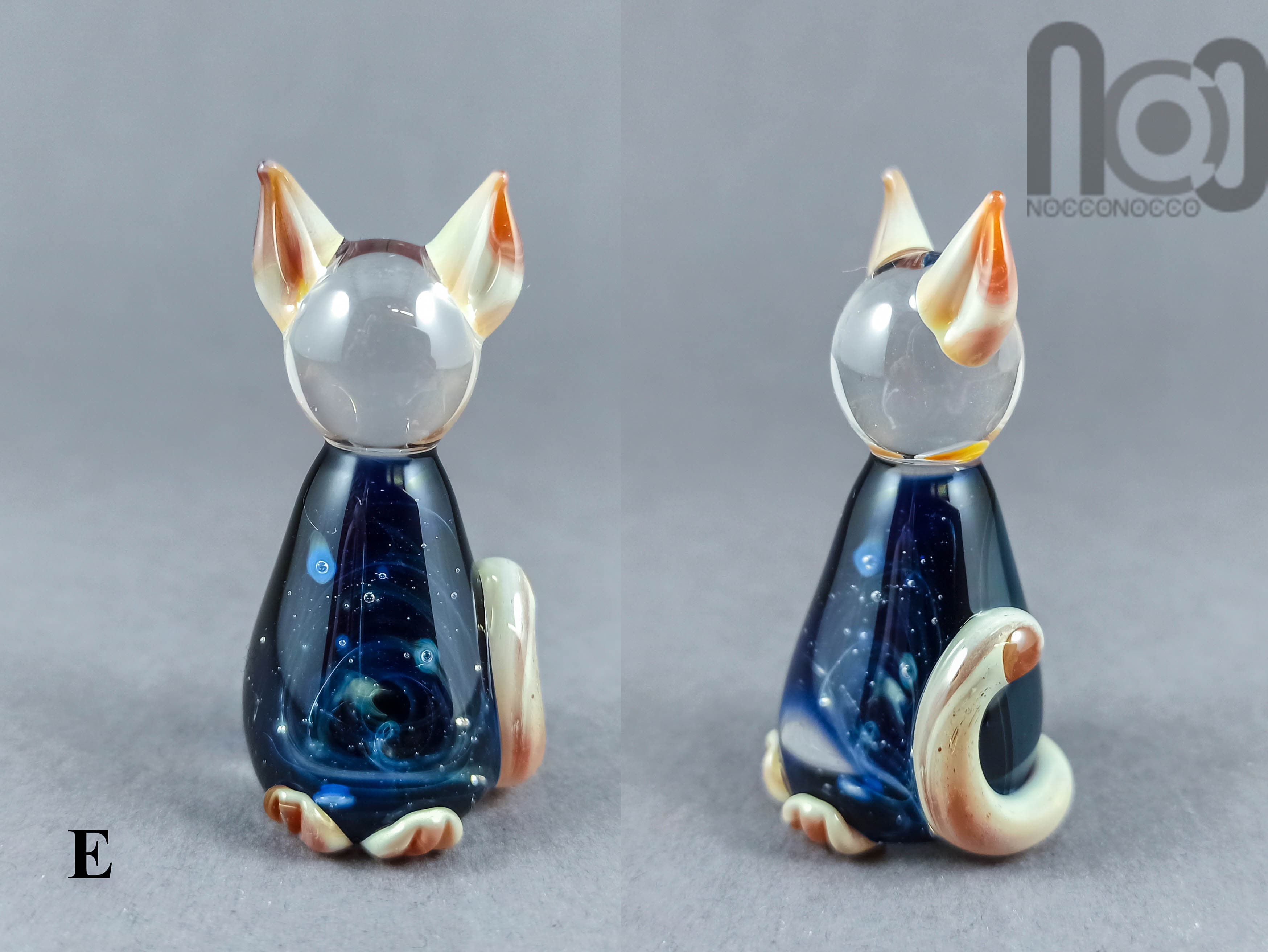 Galaxy Cat Sculpture — handmade borosilicate glass by NoccoNocco, detail view 6 of 6, made in Greece