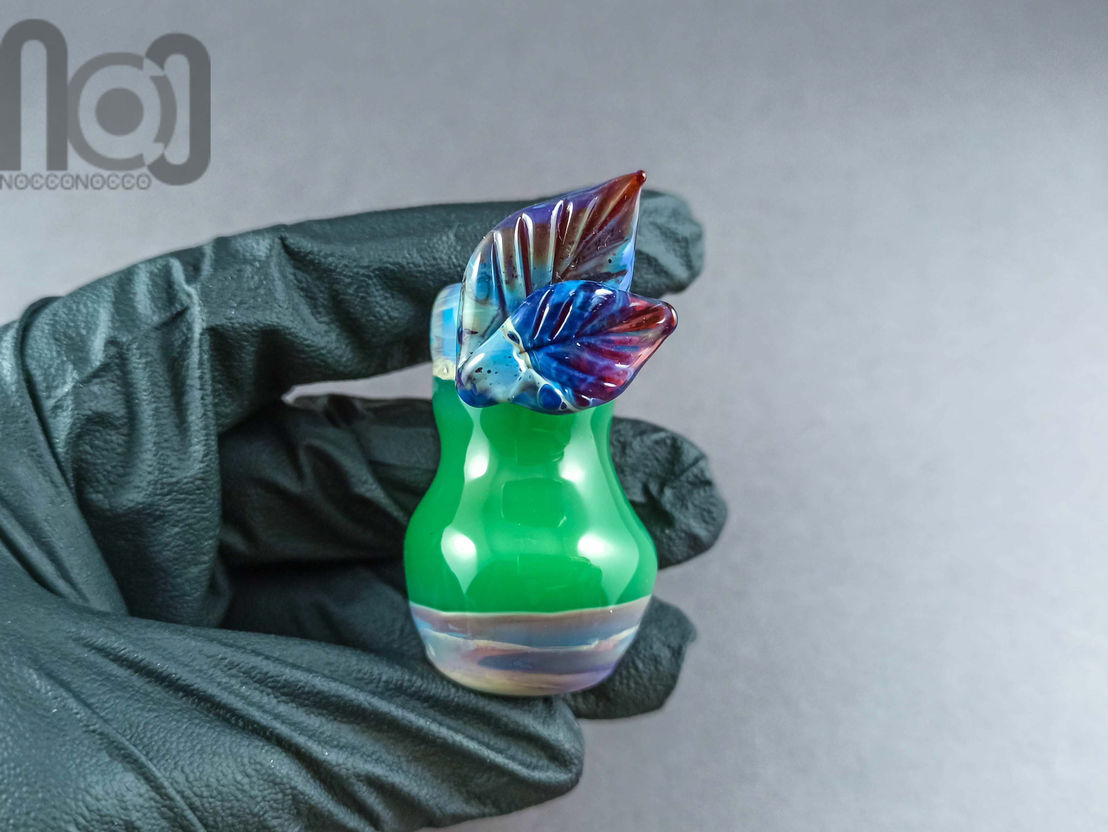Handblown Miniature Vase, v006 — handmade borosilicate glass by NoccoNocco, detail view 3 of 3, made in Greece