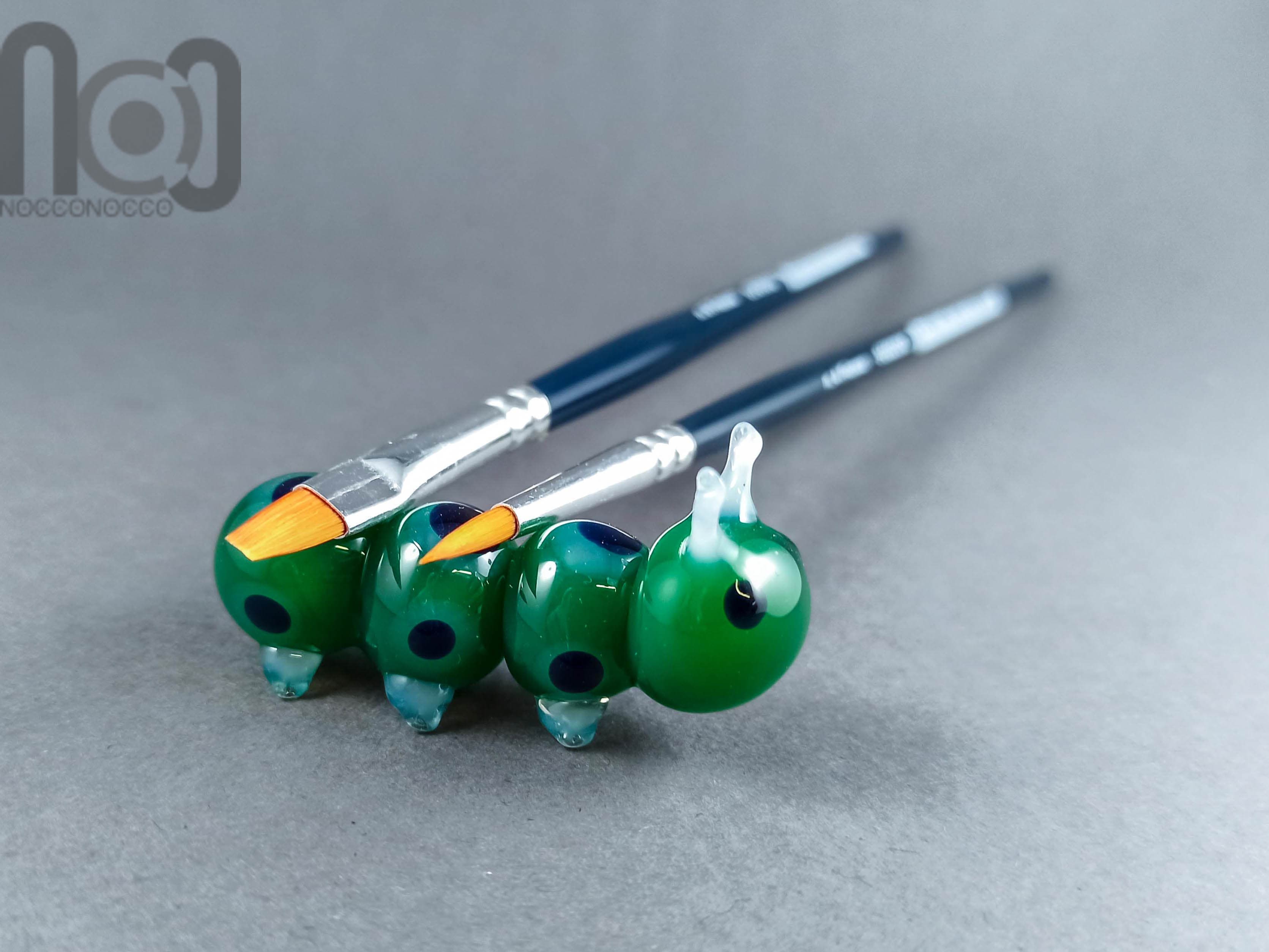 Handmade glass paintbrush pen rest/brush holder — handmade borosilicate glass by NoccoNocco, detail view 2 of 5, made in Greece