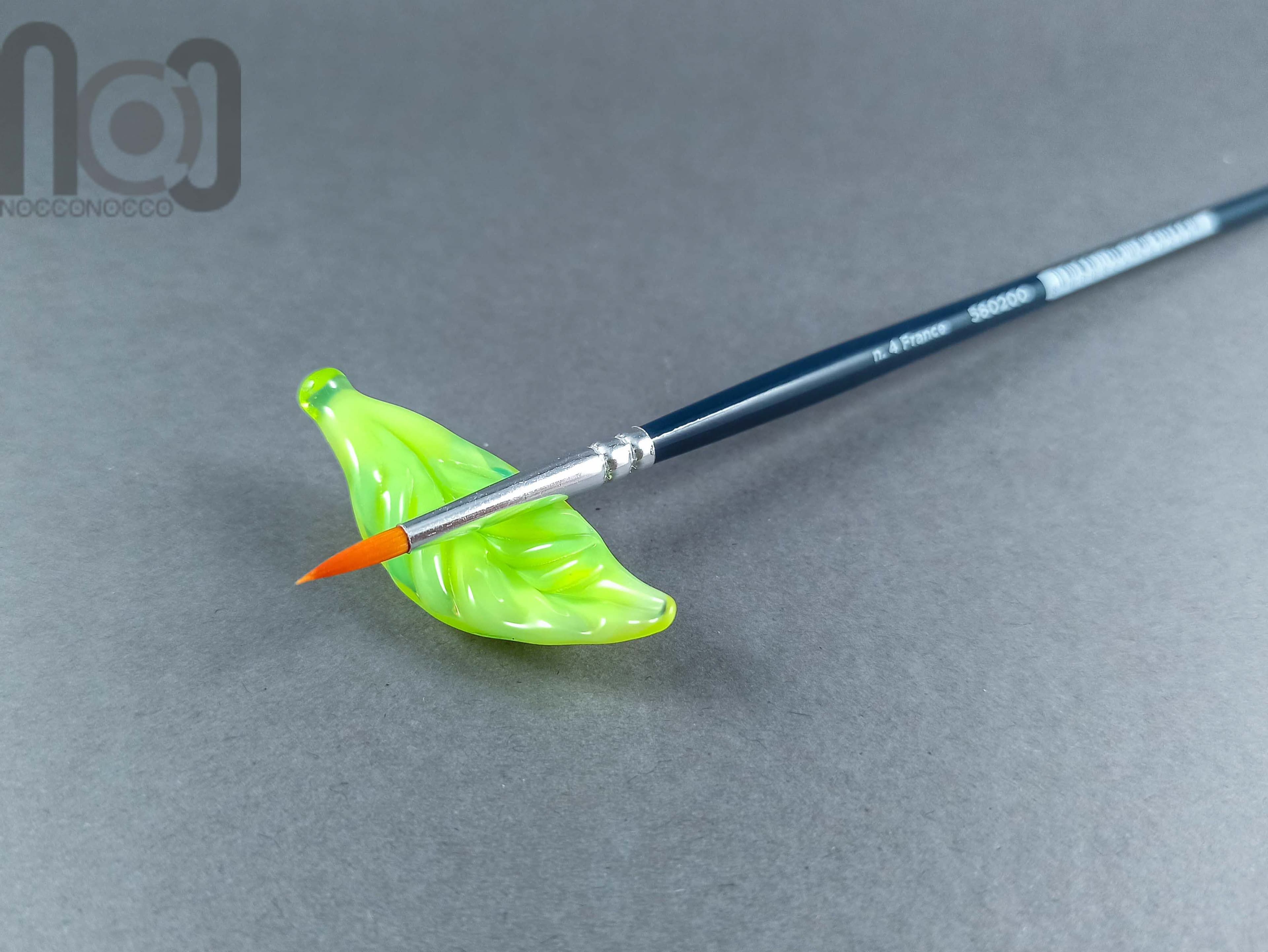 Handmade glass paintbrush pen rest/brush holder — handmade borosilicate glass by NoccoNocco, detail view 4 of 5, made in Greece