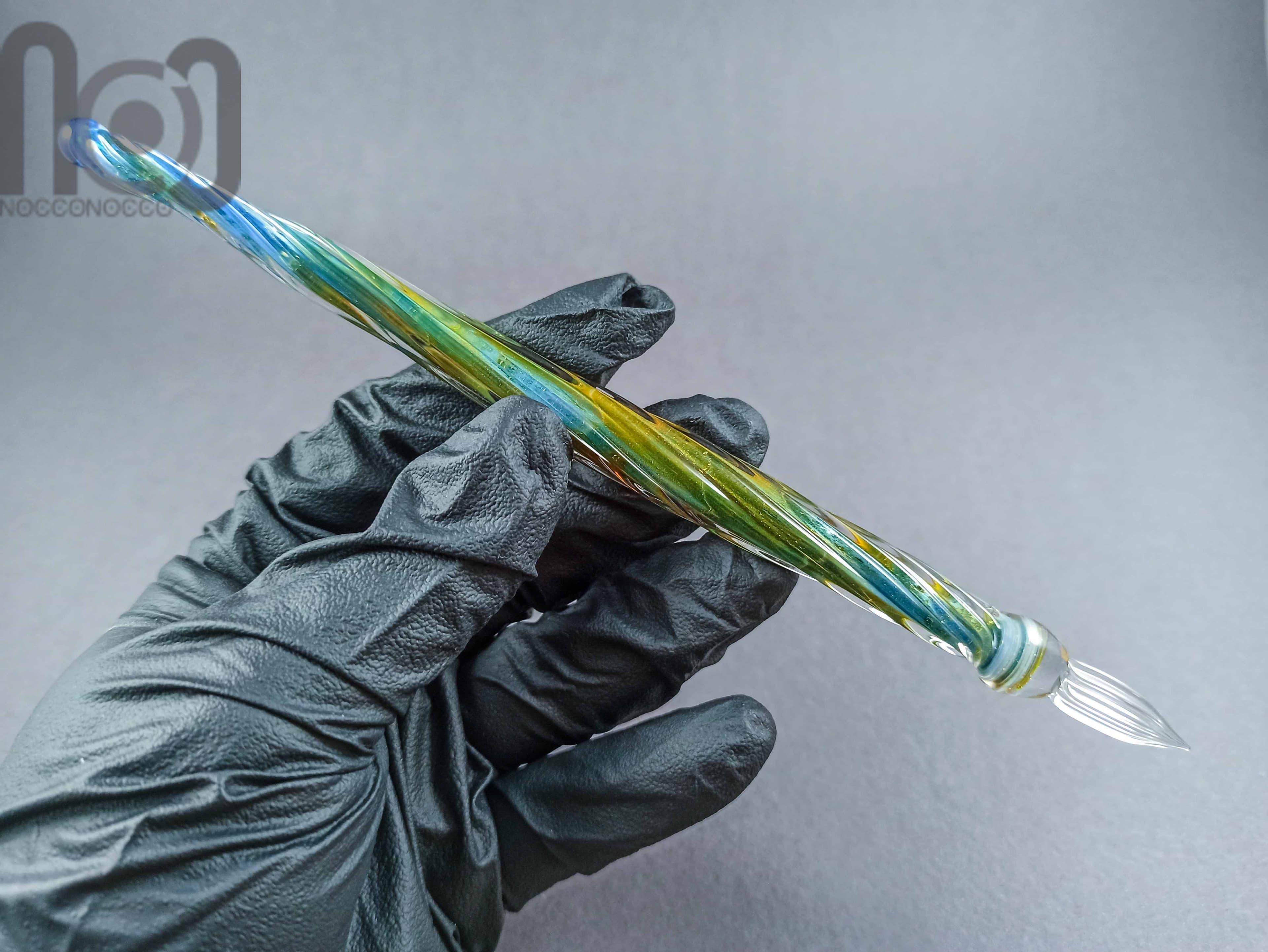 Glass Dip Pen, Pen Pillow and A Bottle of Ink, v034 — handmade borosilicate glass by NoccoNocco, detail view 5 of 5, made in Greece