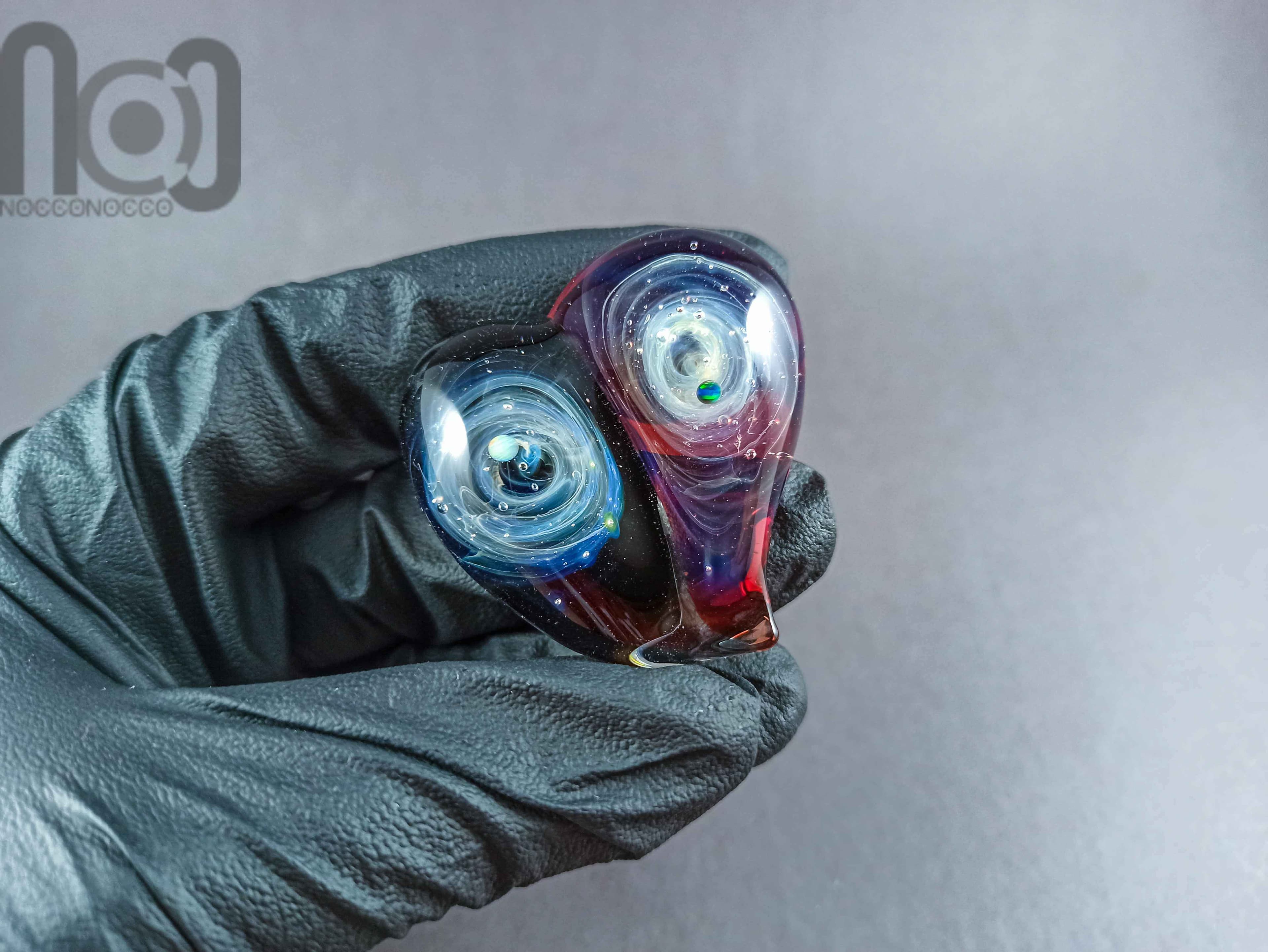 Heart Shaped Galaxy Marble, v343 — handmade borosilicate glass by NoccoNocco, detail view 2 of 2, made in Greece