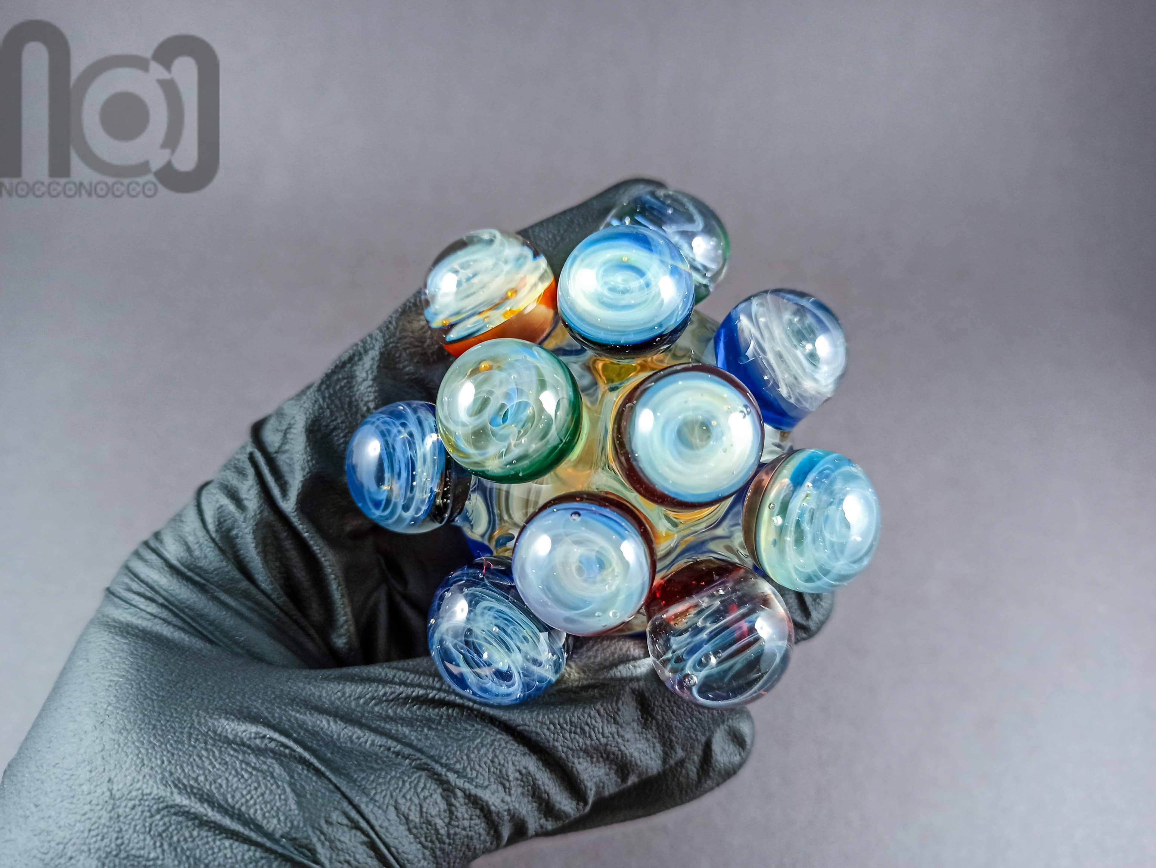 Galaxy Cluster Paperweight, v351 — handmade borosilicate glass by NoccoNocco, detail view 2 of 4, made in Greece