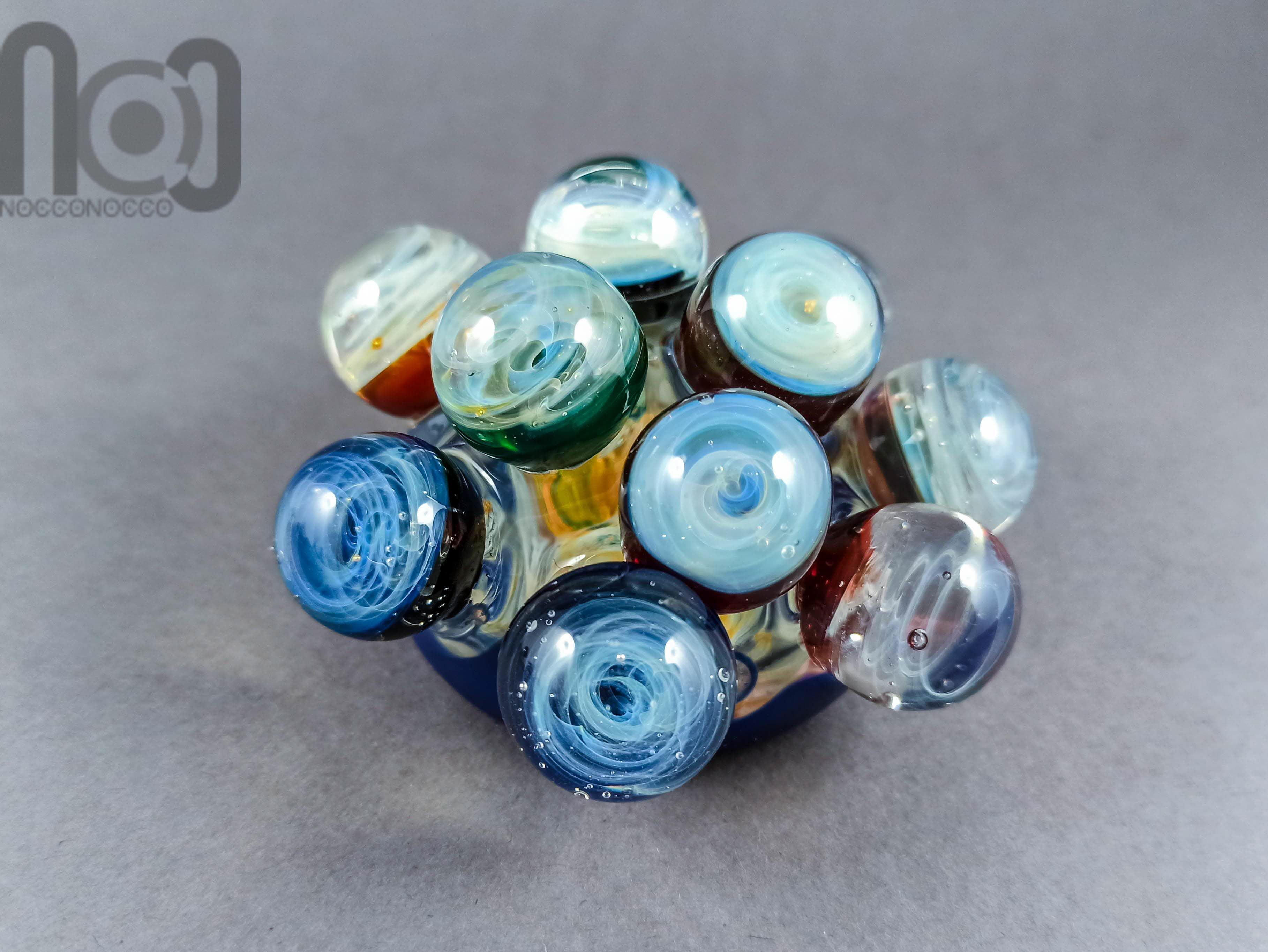 Galaxy Cluster Paperweight, v351 — handmade borosilicate glass by NoccoNocco, detail view 3 of 4, made in Greece