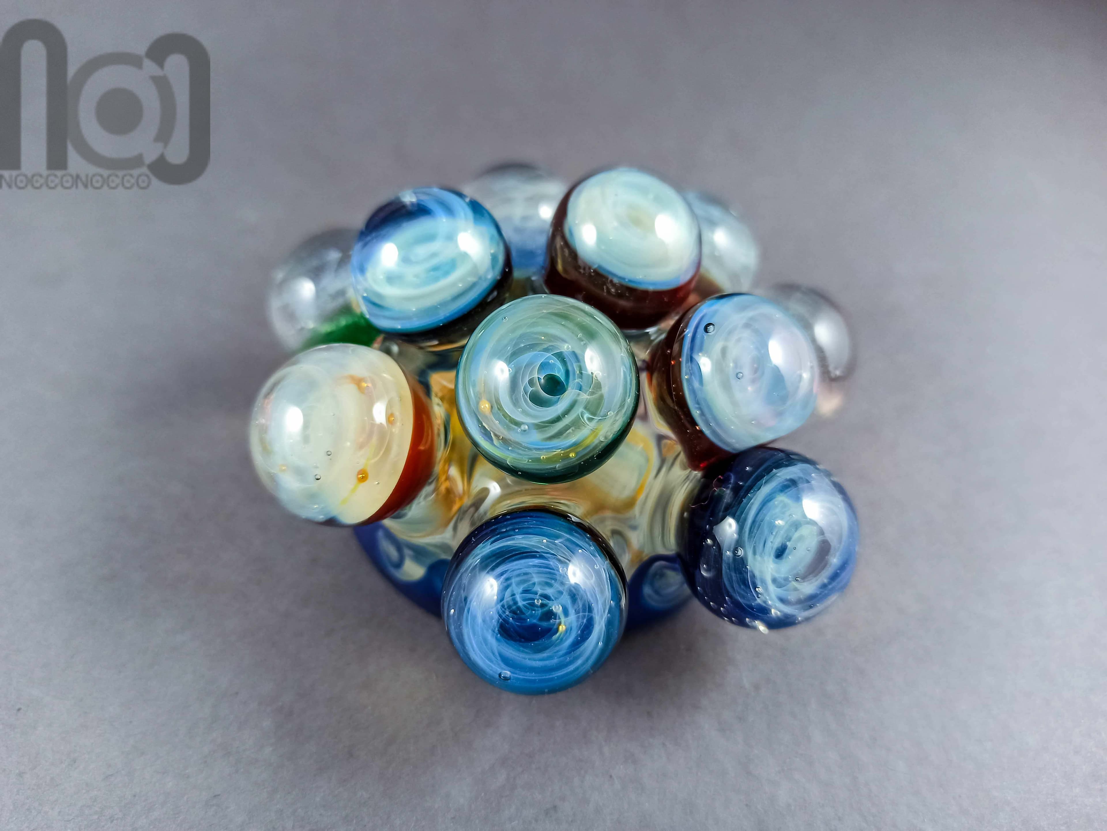 Galaxy Cluster Paperweight, v351 — handmade borosilicate glass by NoccoNocco, detail view 4 of 4, made in Greece