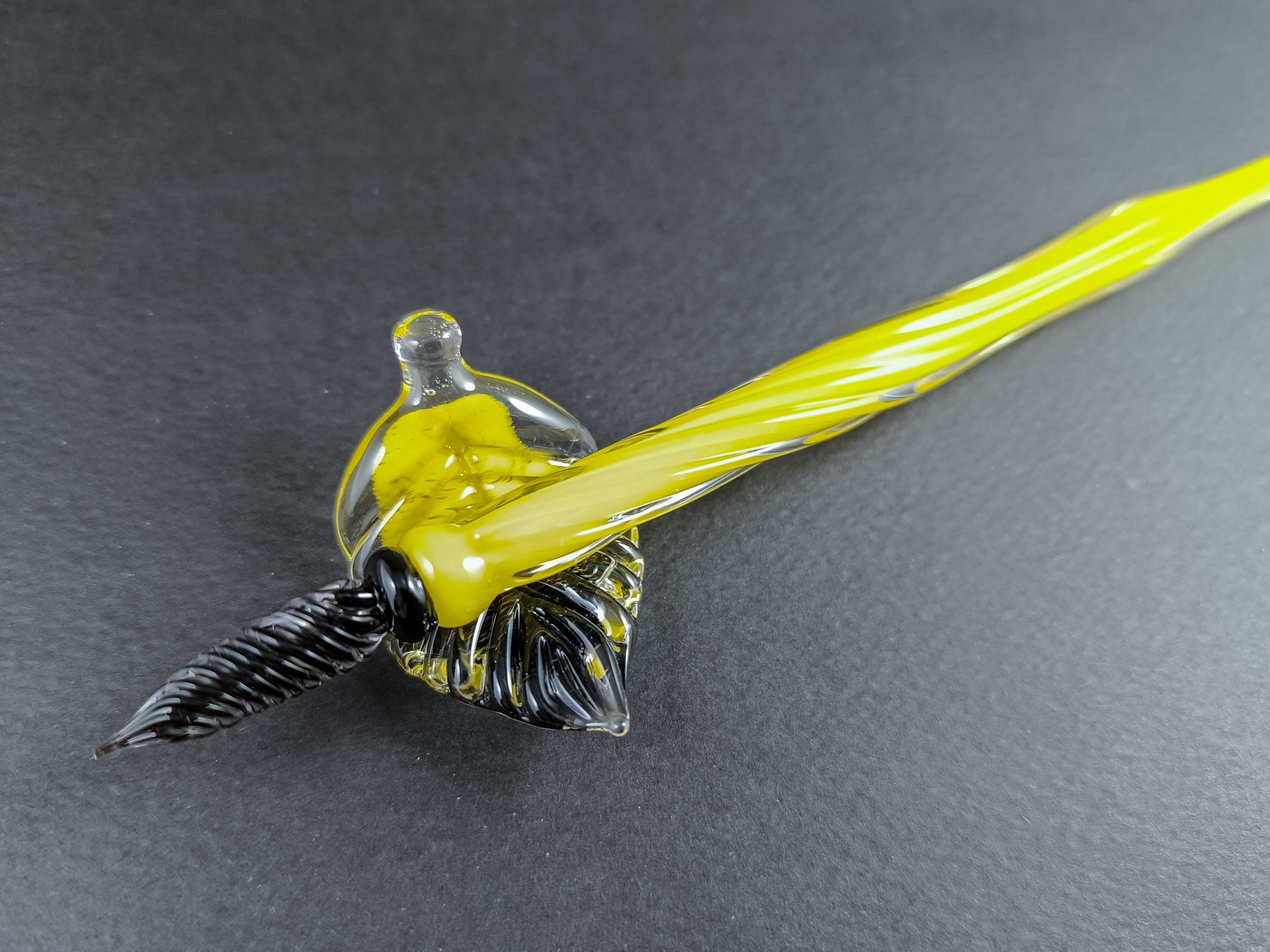 Glass Dip Pen, v058 — handmade borosilicate glass by NoccoNocco, detail view 4 of 4, made in Greece