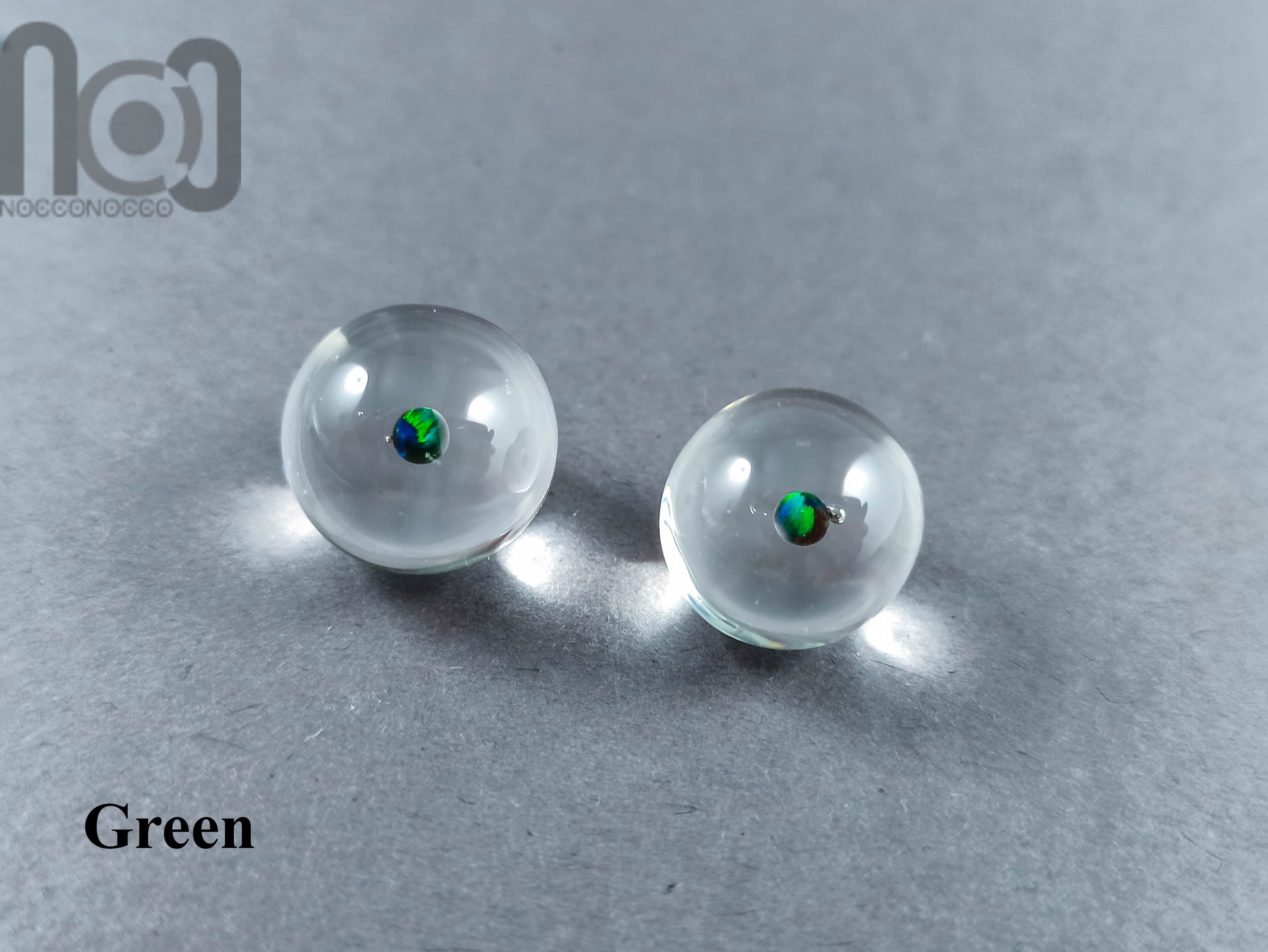 Tiny Clear Glass Marbles with Opals — handmade borosilicate glass by NoccoNocco, detail view 4 of 6, made in Greece