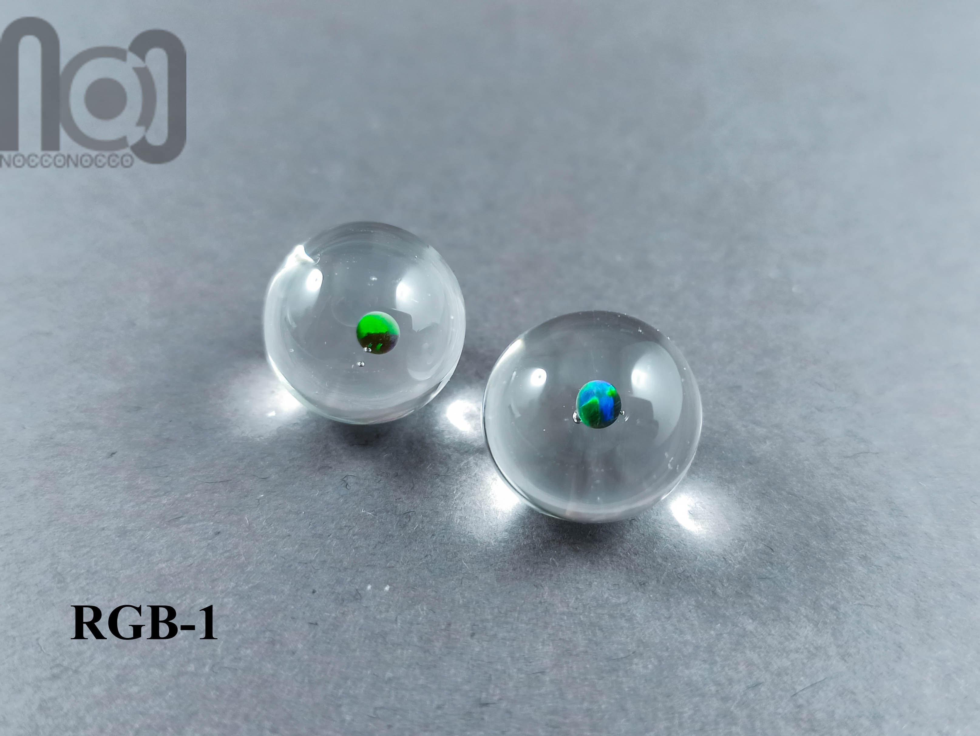Tiny Clear Glass Marbles with Opals — handmade borosilicate glass by NoccoNocco, detail view 6 of 6, made in Greece