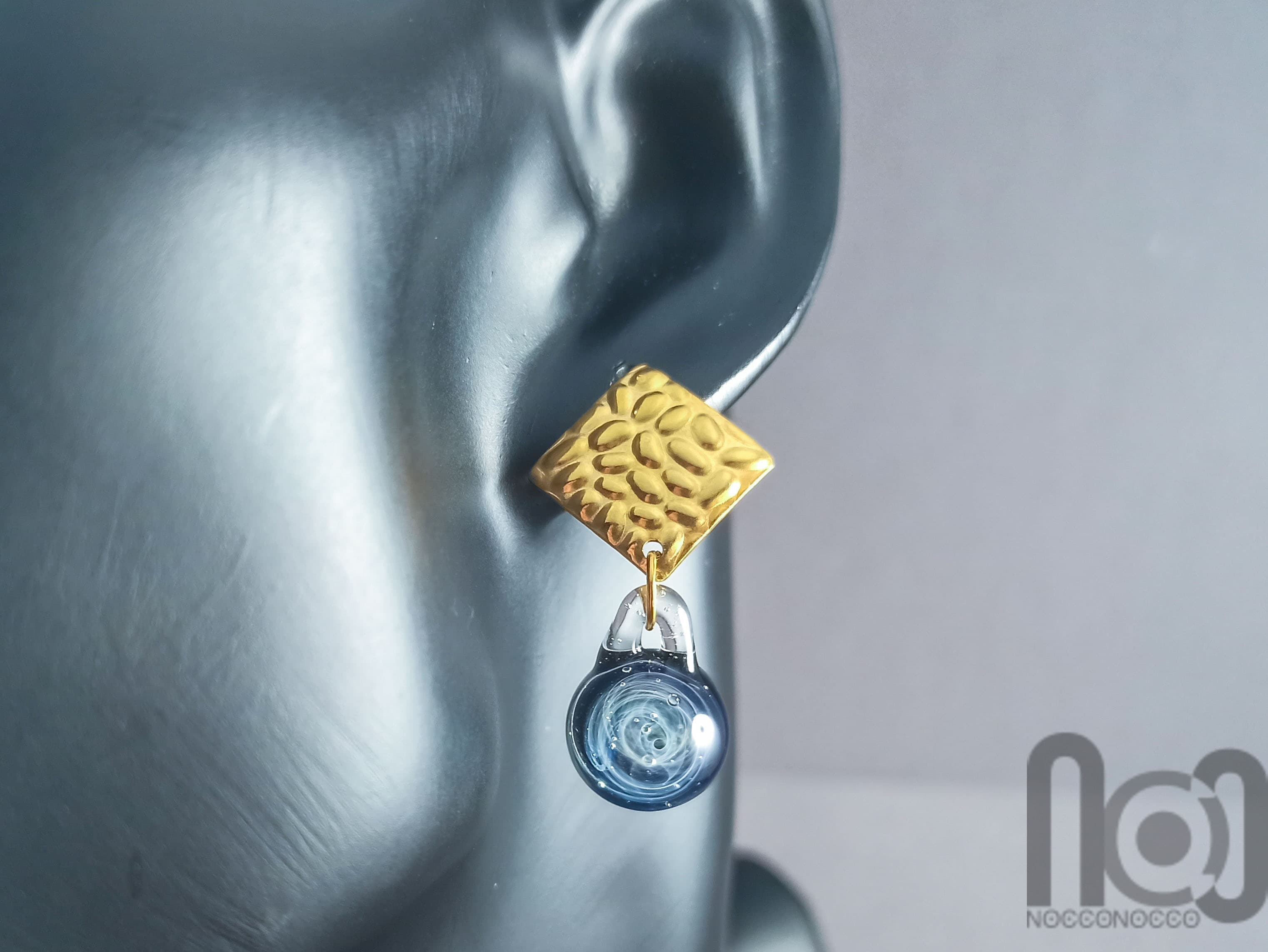Galaxy Earrings — handmade borosilicate glass by NoccoNocco, detail view 4 of 4, made in Greece