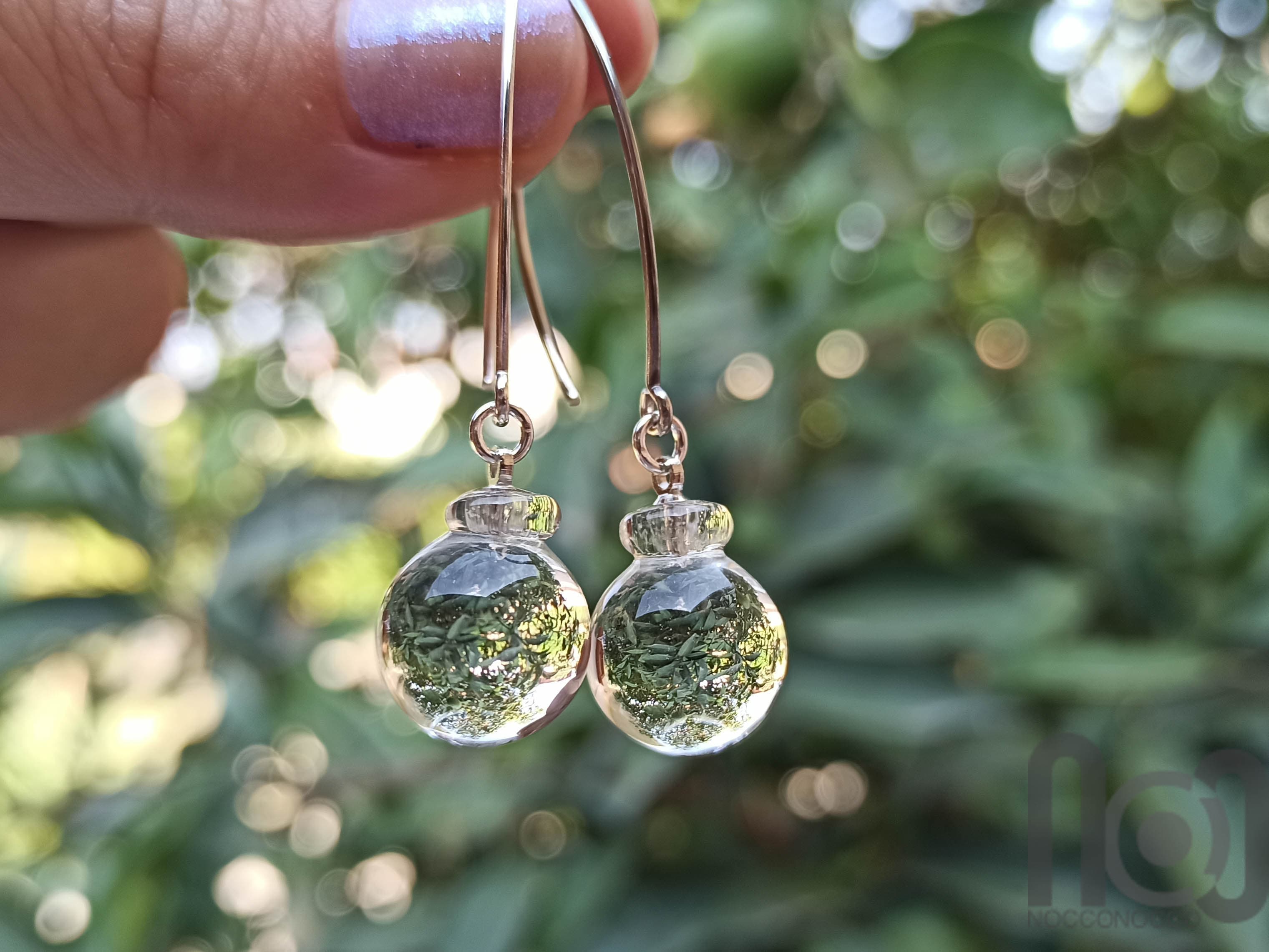 Sterling Silver Clear Glass Earrings - Made to Order — handmade borosilicate glass by NoccoNocco, detail view 2 of 4, made in Greece