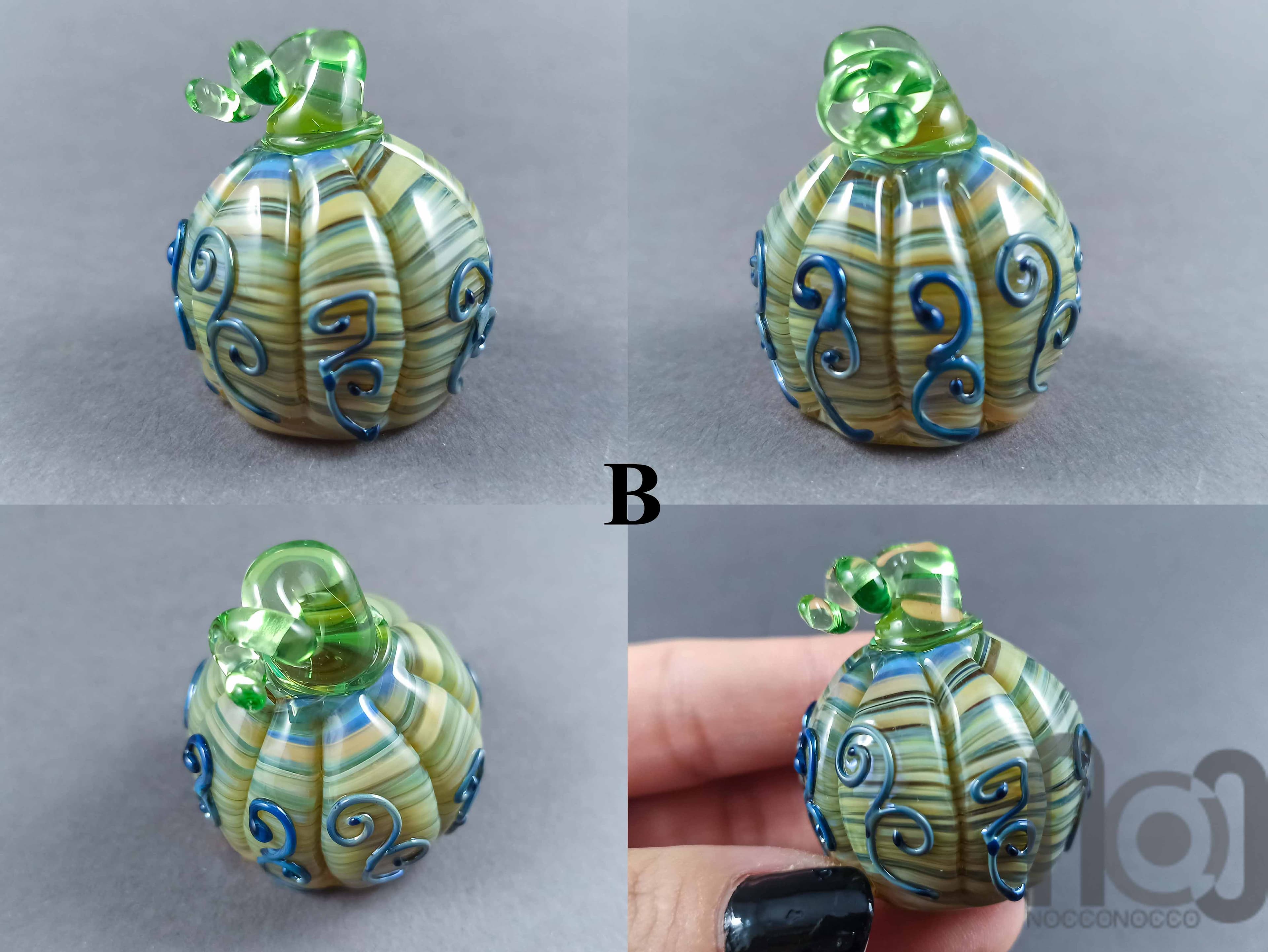 Handmade Glass Pumpkin Figurine — handmade borosilicate glass by NoccoNocco, detail view 3 of 6, made in Greece