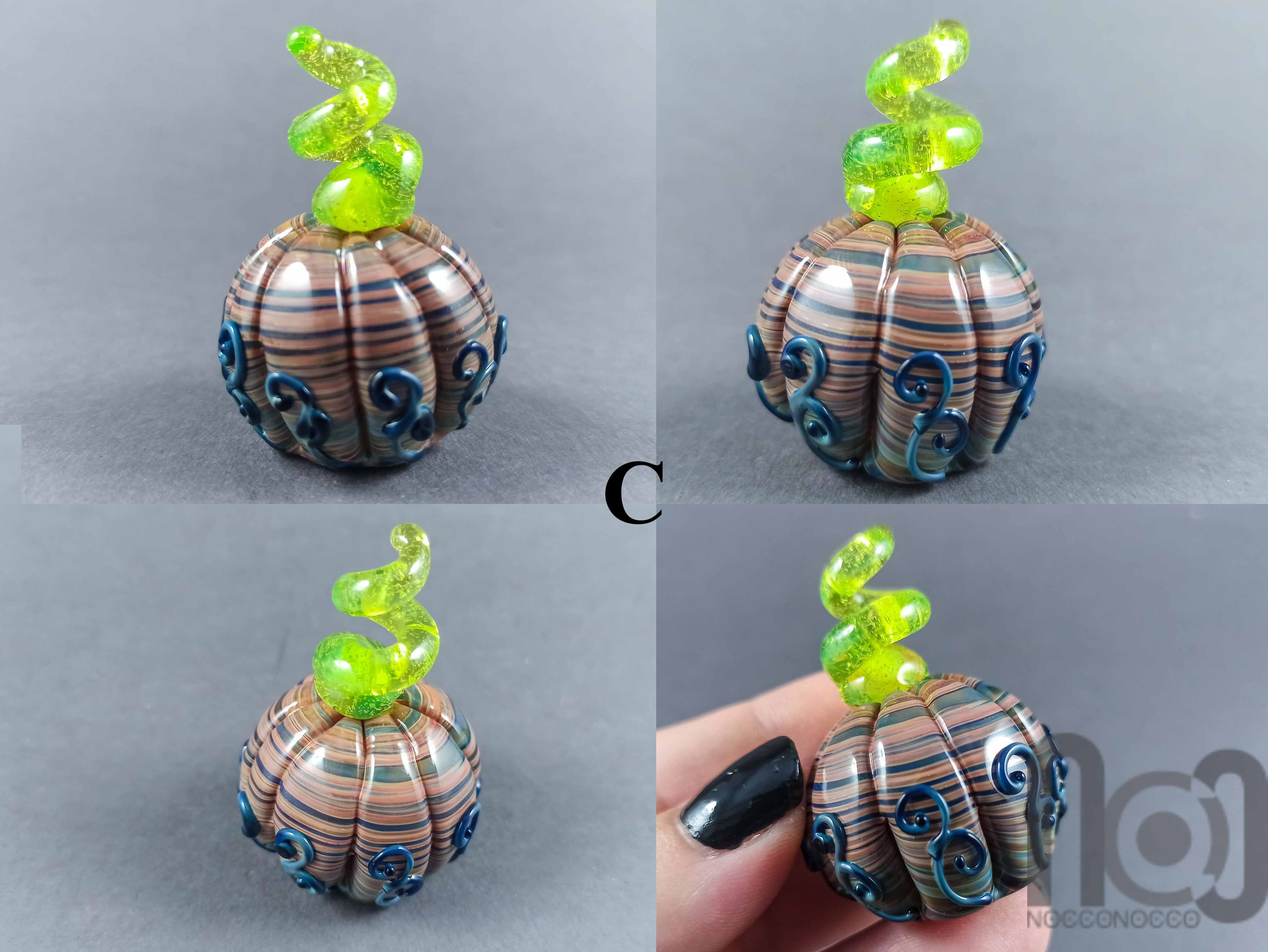 Handmade Glass Pumpkin Figurine — handmade borosilicate glass by NoccoNocco, detail view 4 of 6, made in Greece