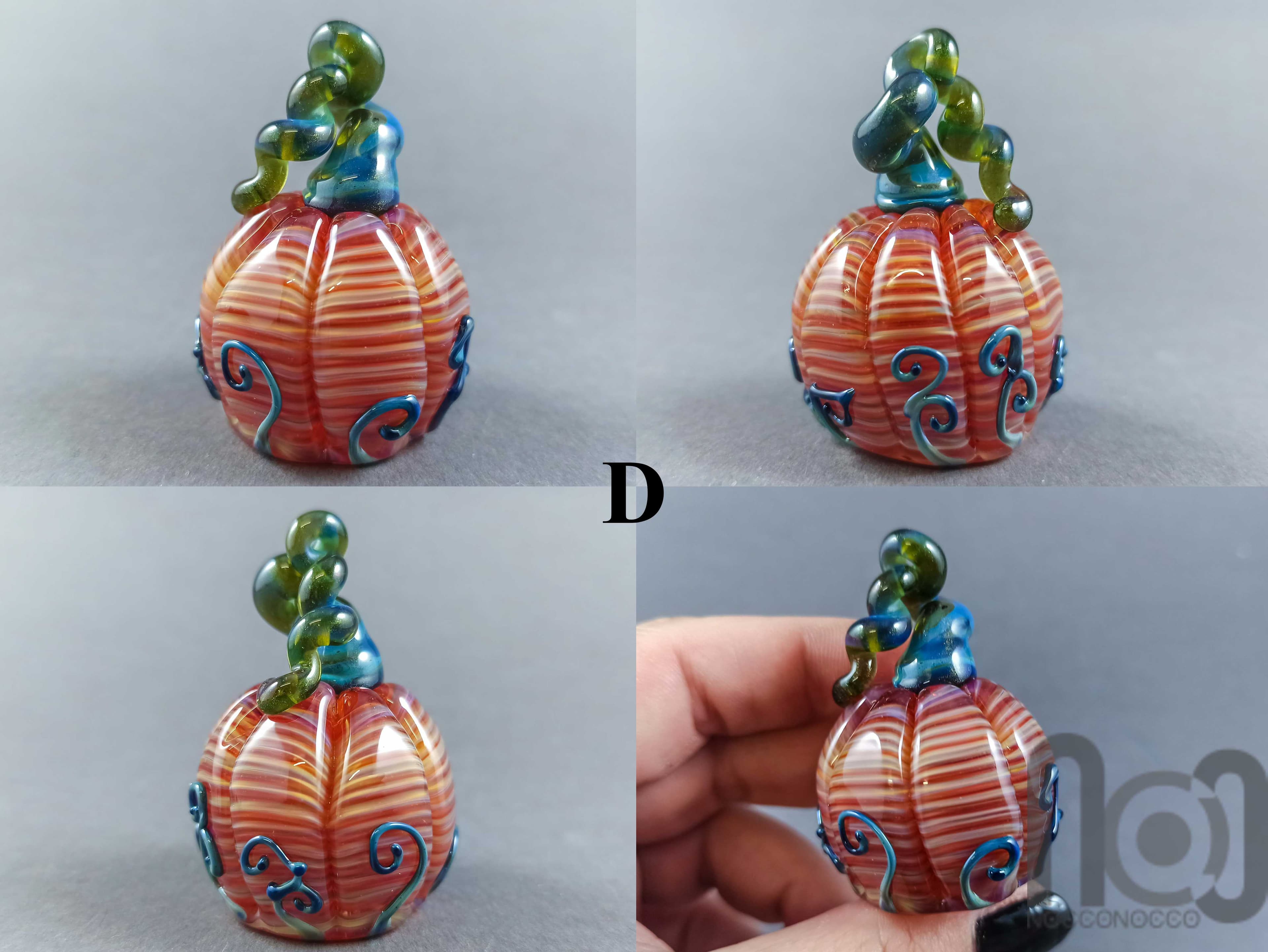 Handmade Glass Pumpkin Figurine — handmade borosilicate glass by NoccoNocco, detail view 5 of 6, made in Greece