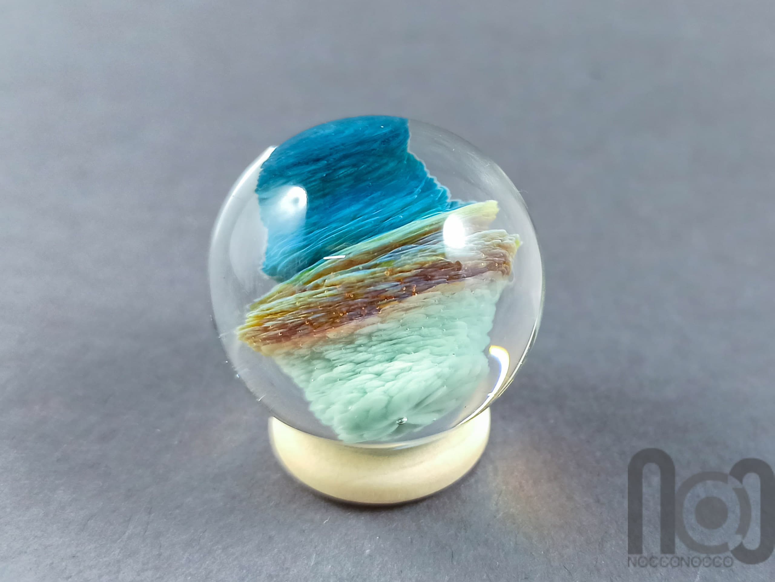 Storm Cloud Marble — handmade borosilicate glass by NoccoNocco, main view, made in Greece