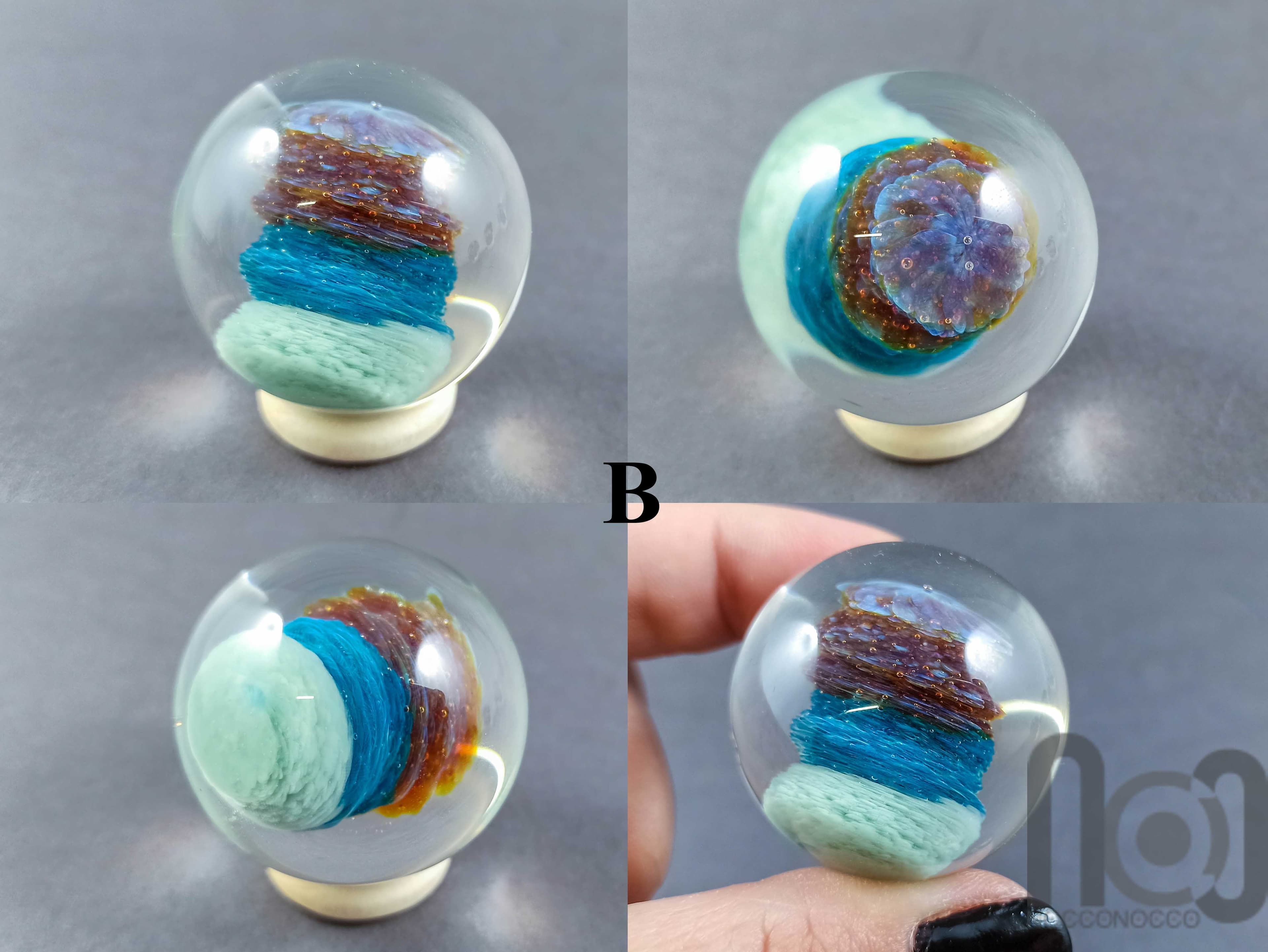 Storm Cloud Marble — handmade borosilicate glass by NoccoNocco, detail view 4 of 6, made in Greece