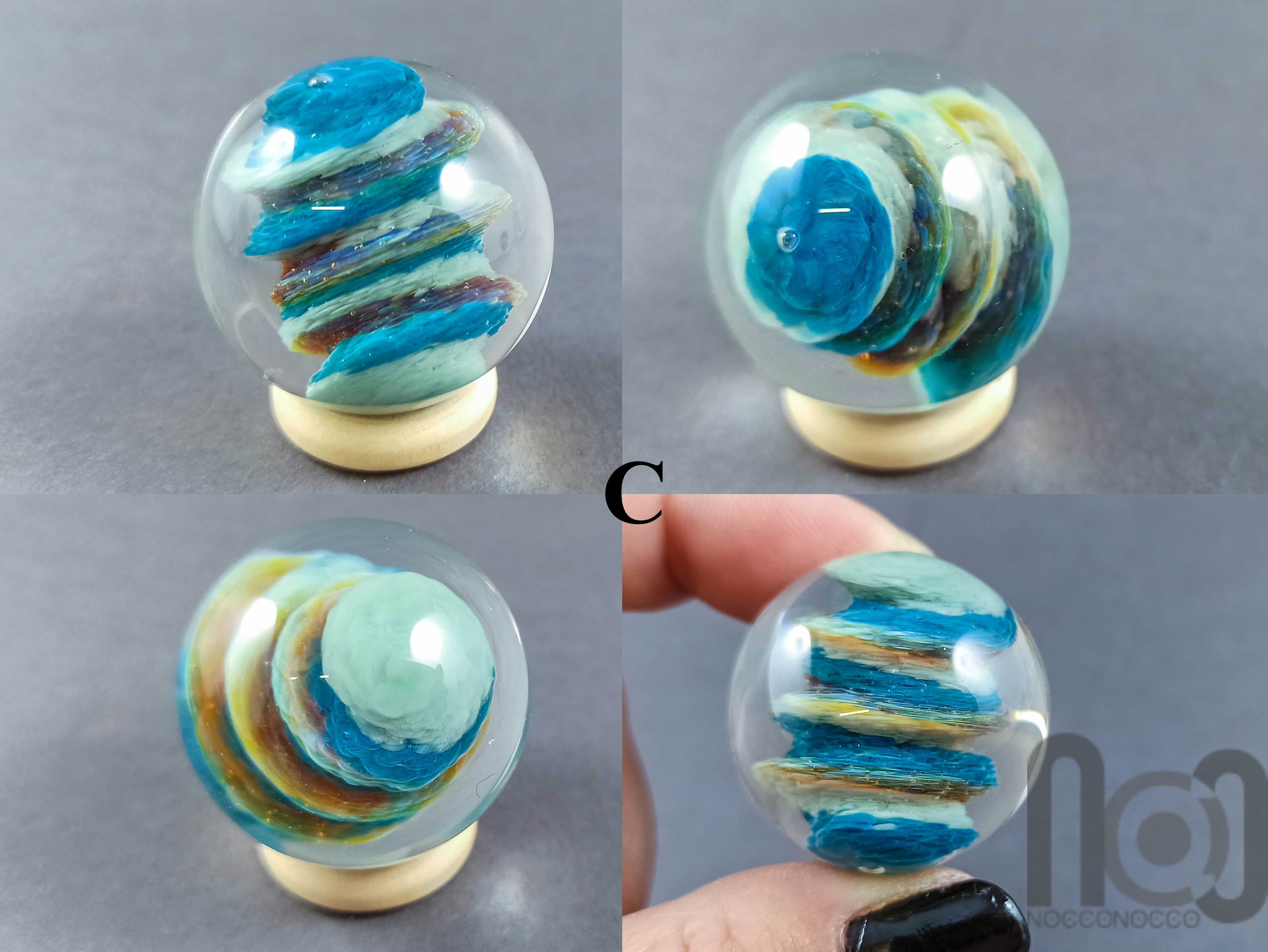 Storm Cloud Marble — handmade borosilicate glass by NoccoNocco, detail view 5 of 6, made in Greece