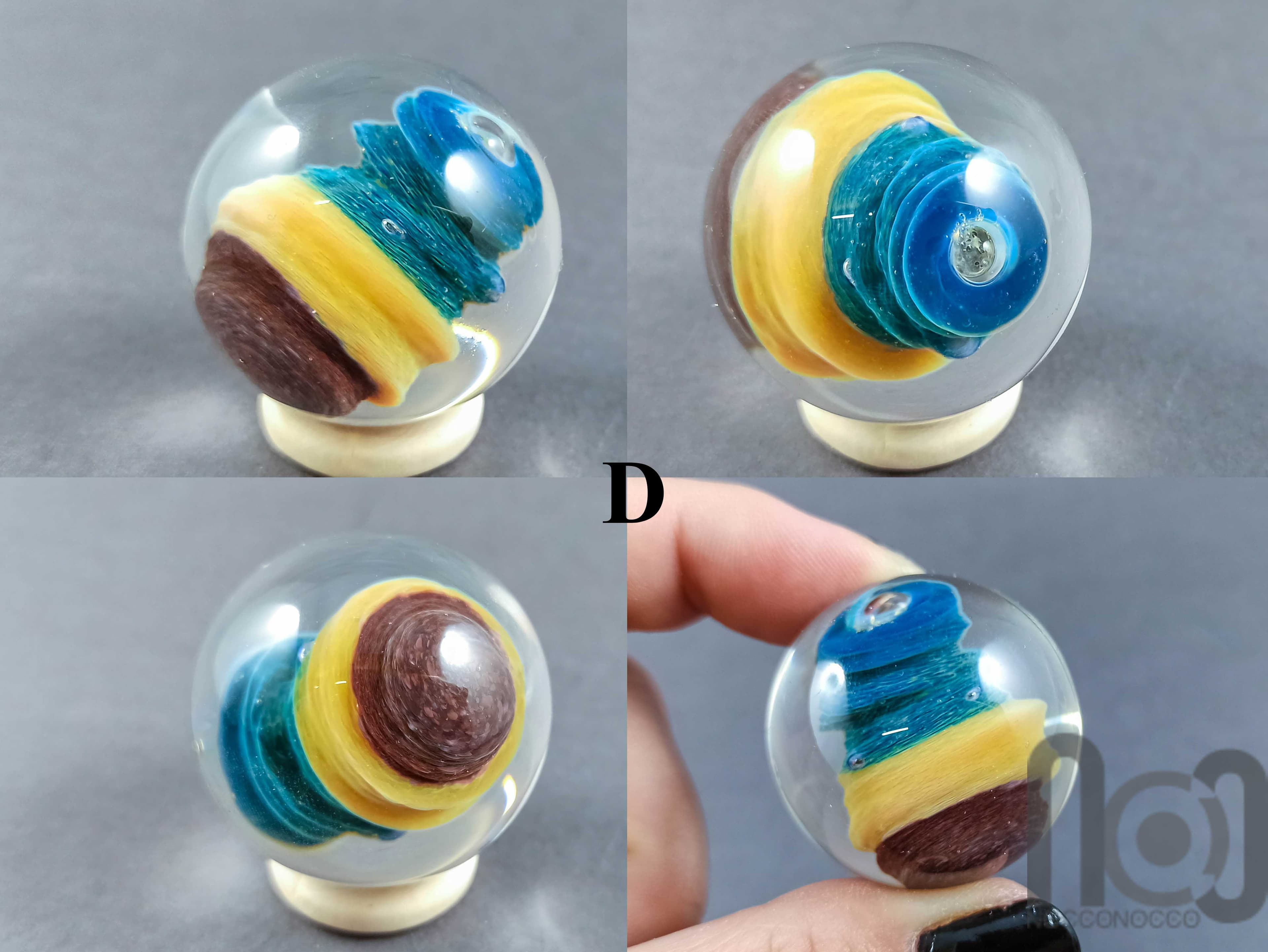 Storm Cloud Marble — handmade borosilicate glass by NoccoNocco, detail view 6 of 6, made in Greece