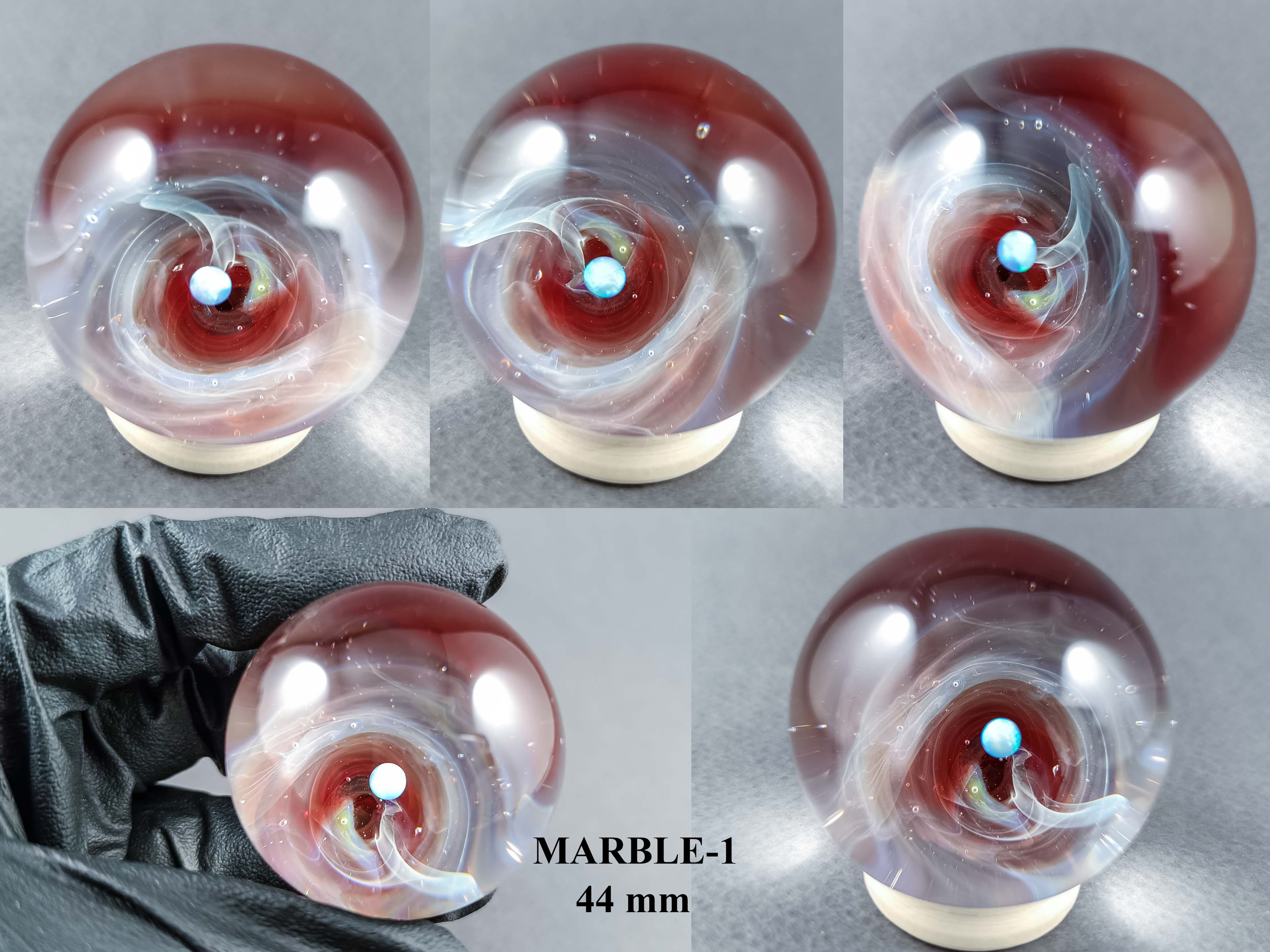 Large Galaxy Marble with Planet — handmade borosilicate glass by NoccoNocco, detail view 2 of 2, made in Greece