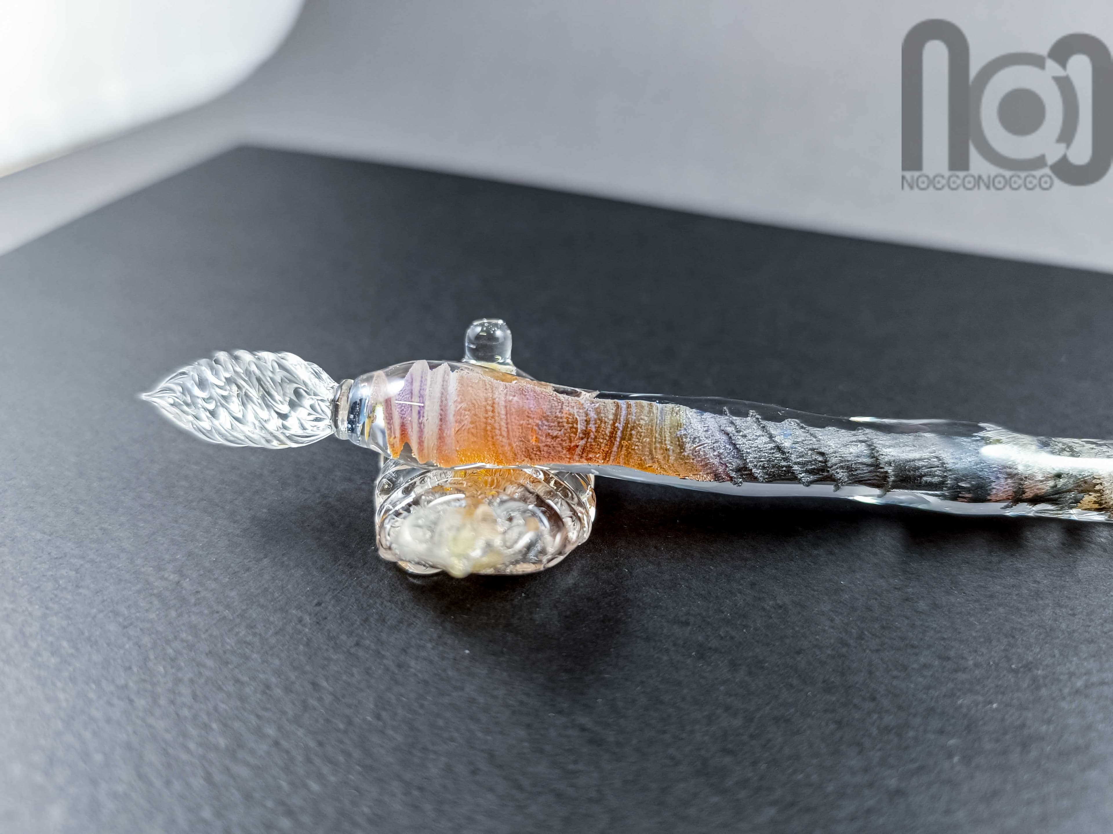 Colorful Glass Dip Pen, v085 — handmade borosilicate glass by NoccoNocco, main view, made in Greece