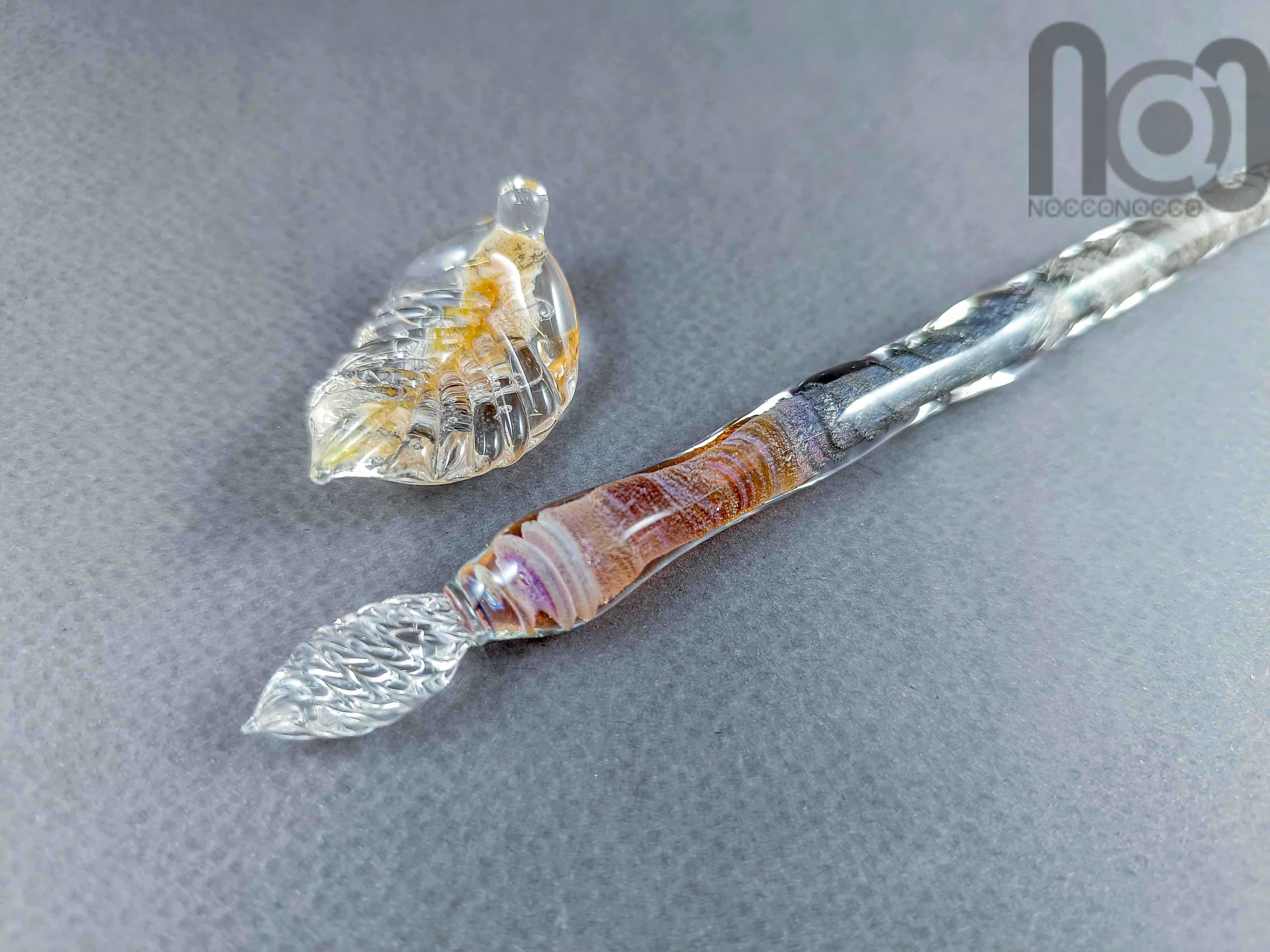 Colorful Glass Dip Pen, v085 — handmade borosilicate glass by NoccoNocco, detail view 3 of 5, made in Greece