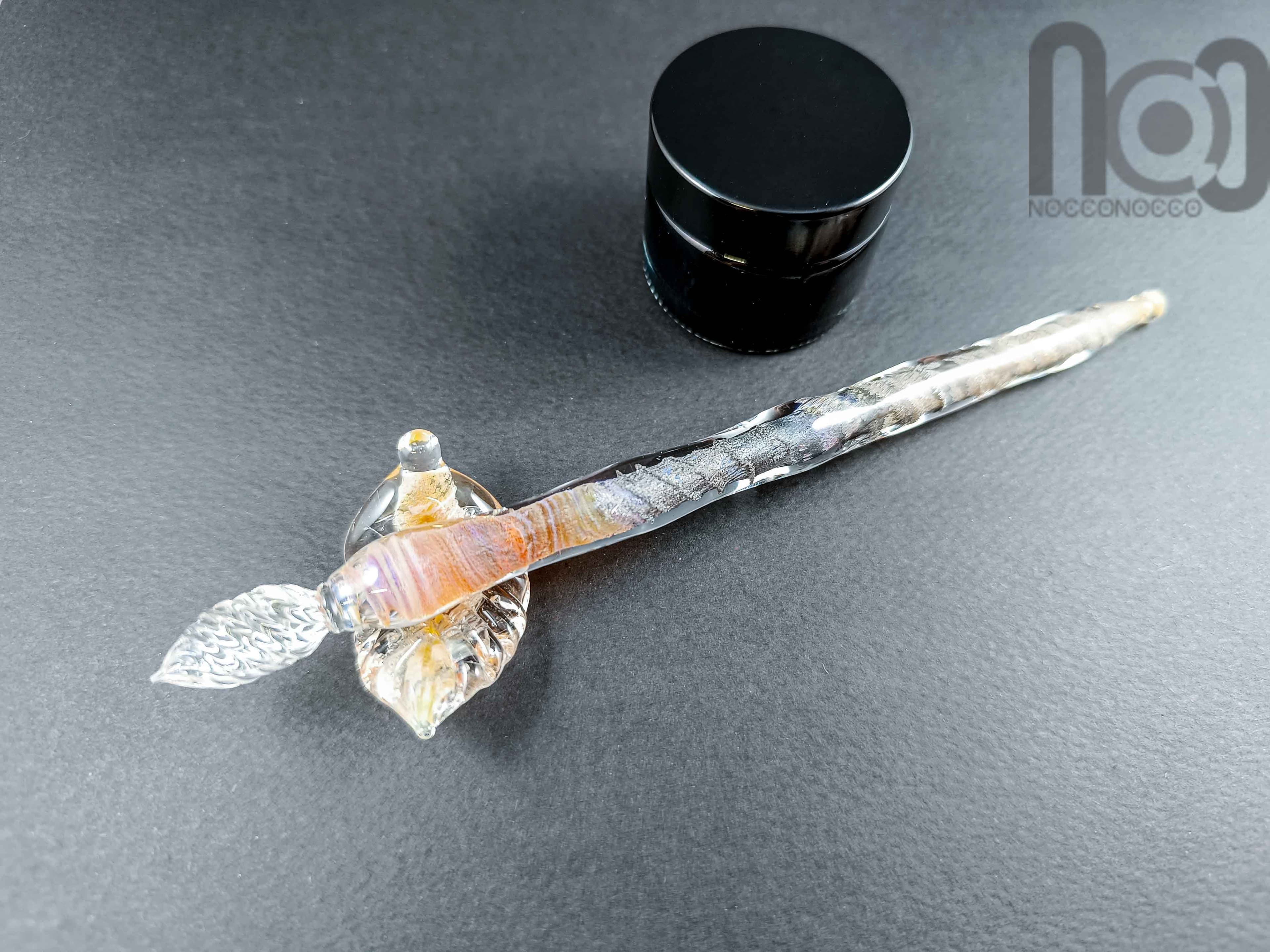 Colorful Glass Dip Pen, v085 — handmade borosilicate glass by NoccoNocco, detail view 4 of 5, made in Greece