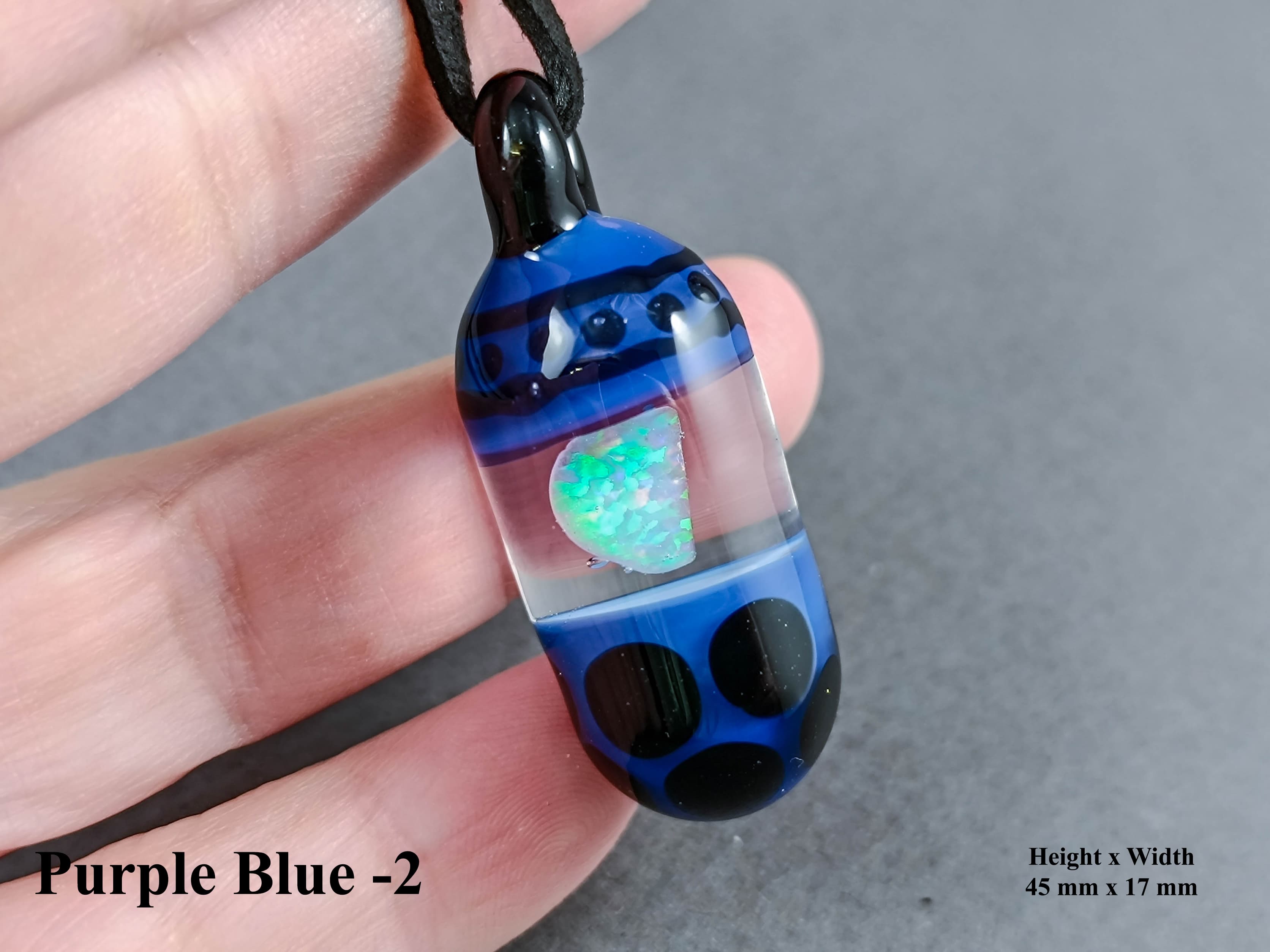 Glass Pendant With An Opal Shard — handmade borosilicate glass by NoccoNocco, detail view 2 of 5, made in Greece