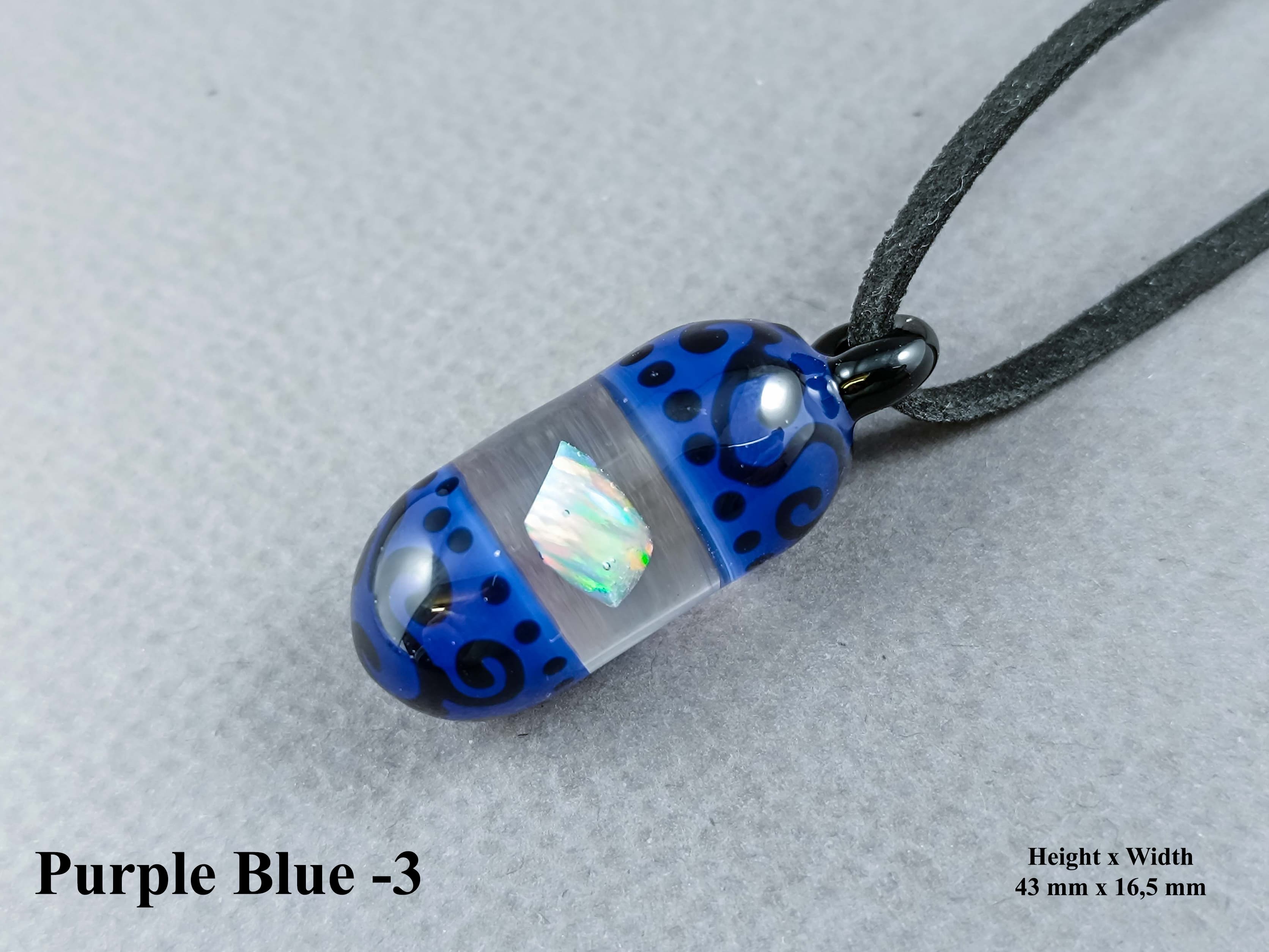 Glass Pendant With An Opal Shard — handmade borosilicate glass by NoccoNocco, detail view 3 of 5, made in Greece