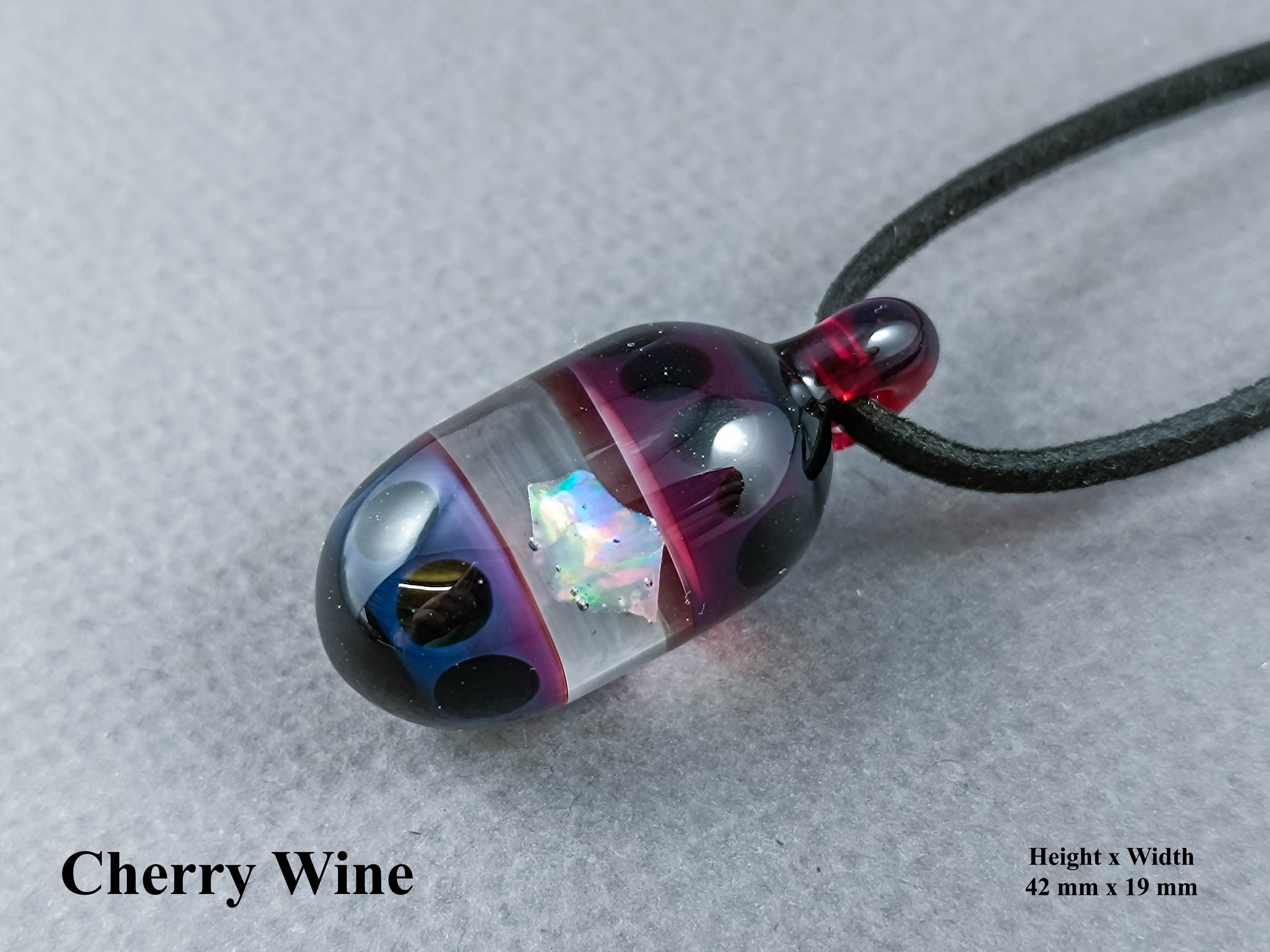 Glass Pendant With An Opal Shard — handmade borosilicate glass by NoccoNocco, detail view 4 of 5, made in Greece