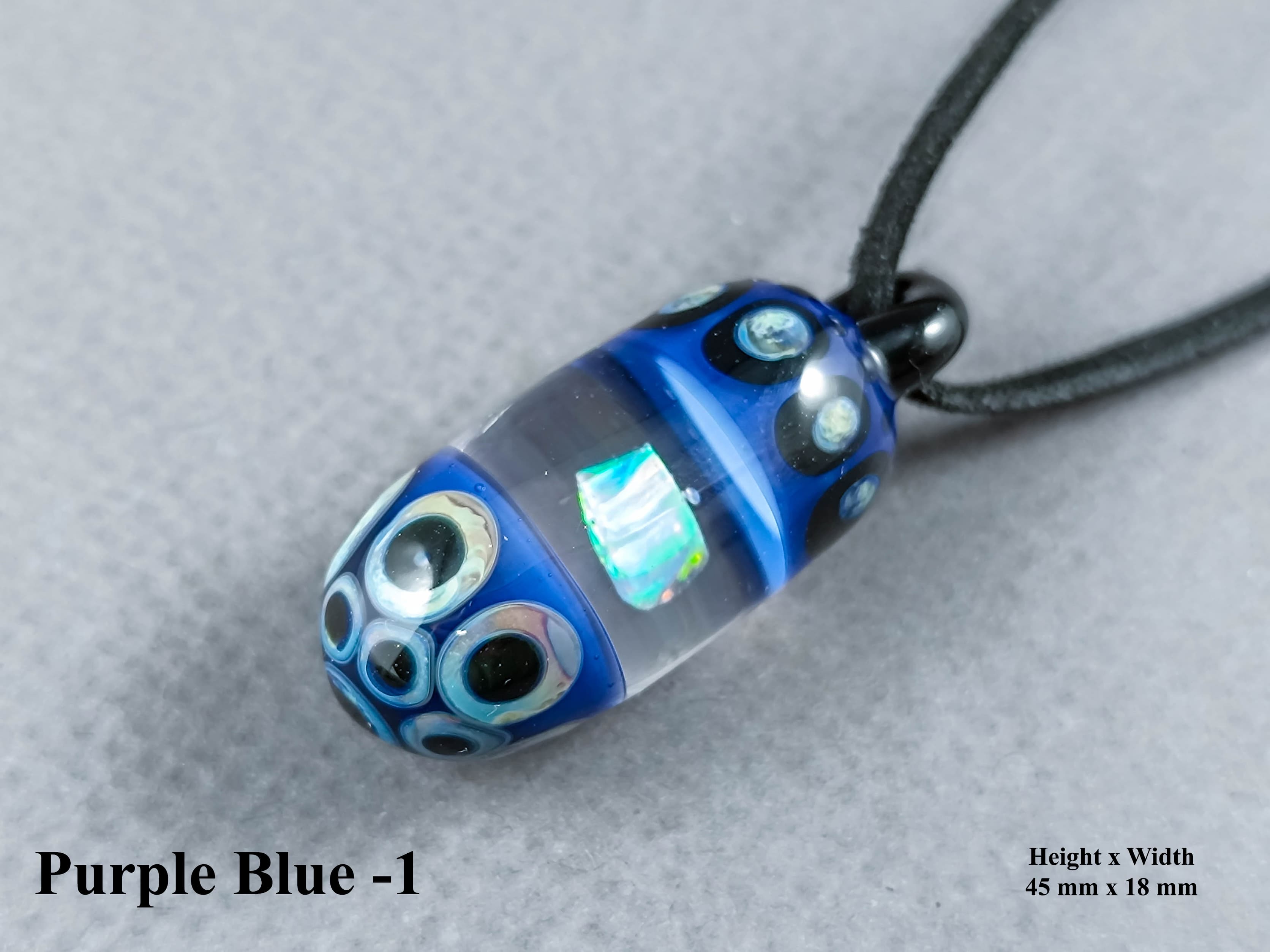 Glass Pendant With An Opal Shard — handmade borosilicate glass by NoccoNocco, detail view 5 of 5, made in Greece