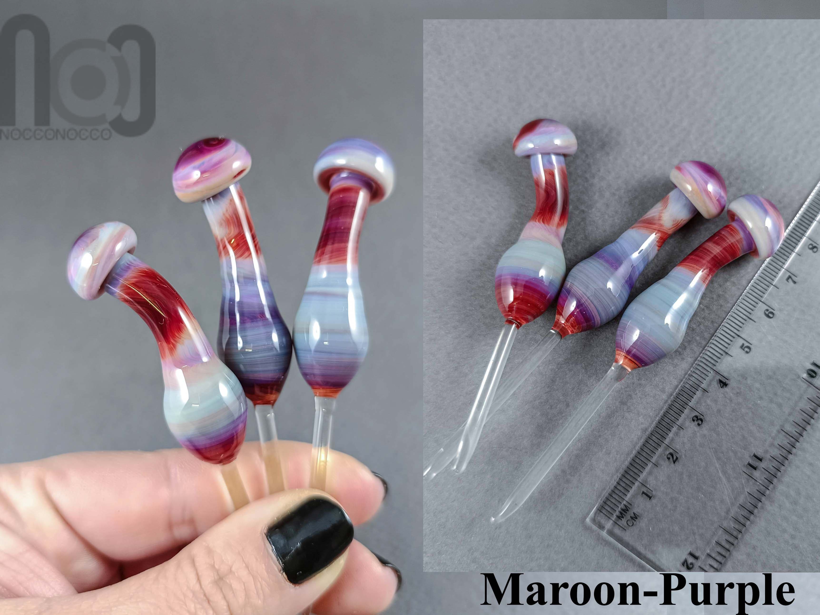 Plant Poker Mushrooms — handmade borosilicate glass by NoccoNocco, detail view 2 of 6, made in Greece