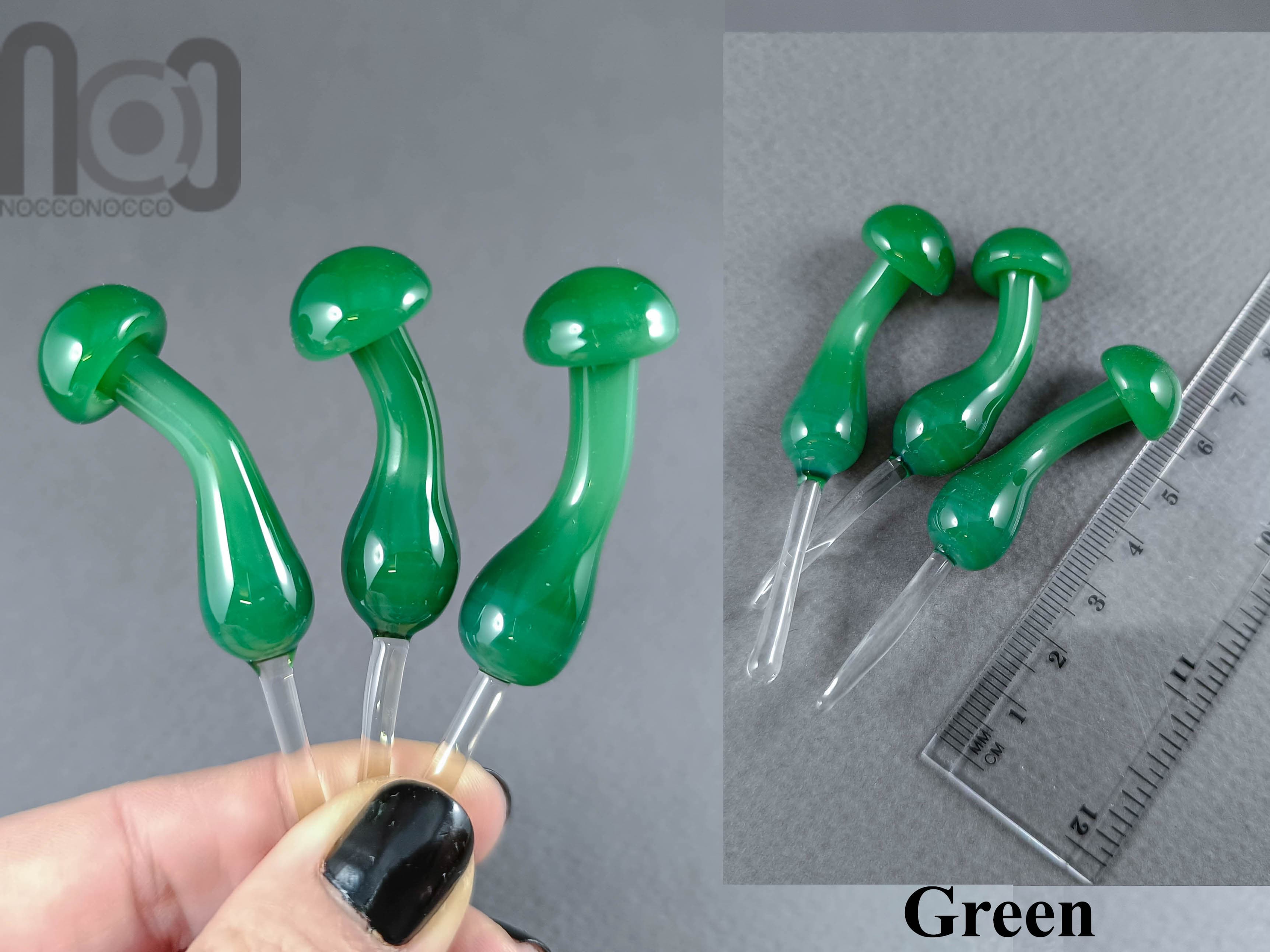 Plant Poker Mushrooms — handmade borosilicate glass by NoccoNocco, detail view 3 of 6, made in Greece