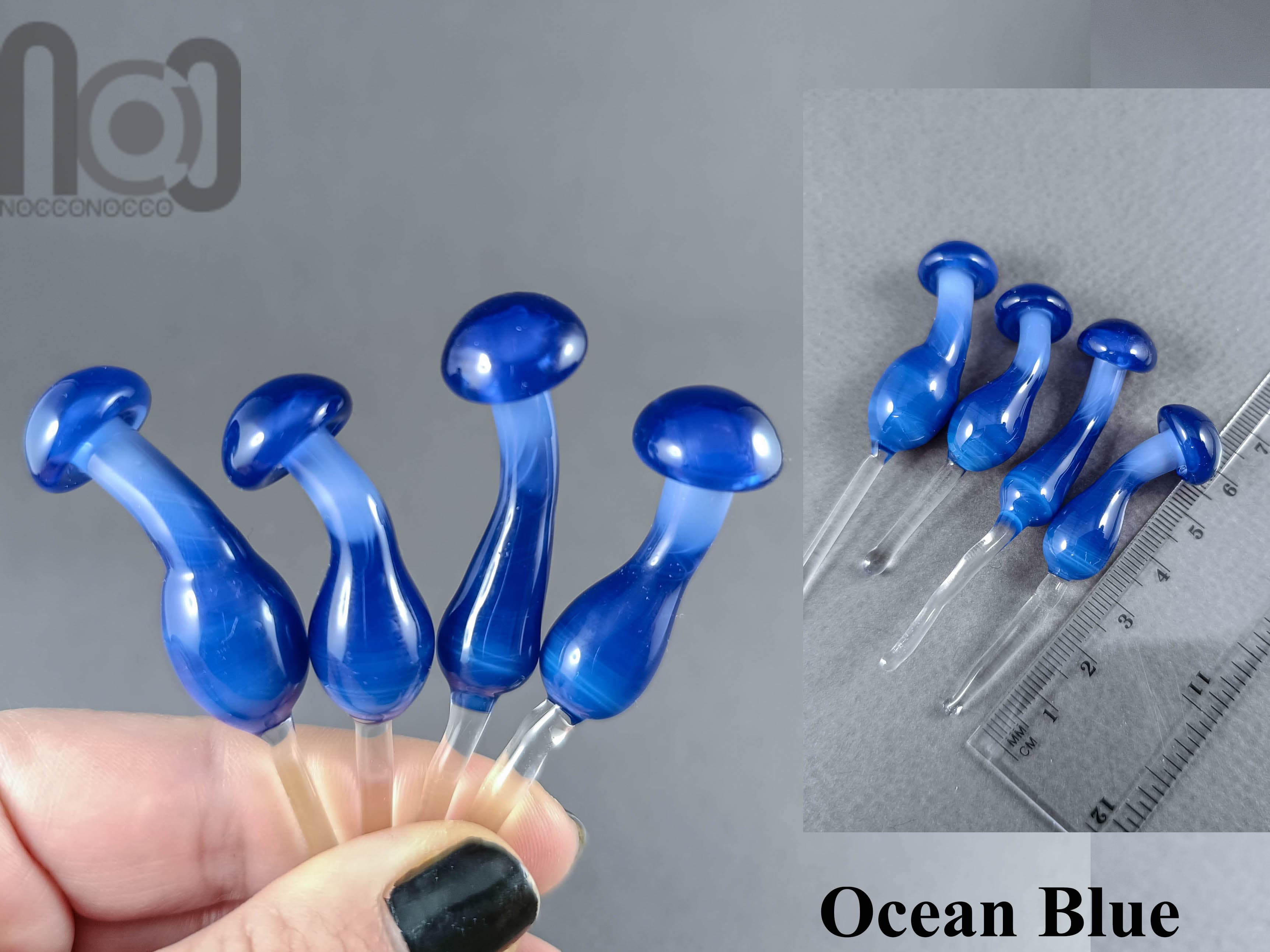 Plant Poker Mushrooms — handmade borosilicate glass by NoccoNocco, detail view 6 of 6, made in Greece
