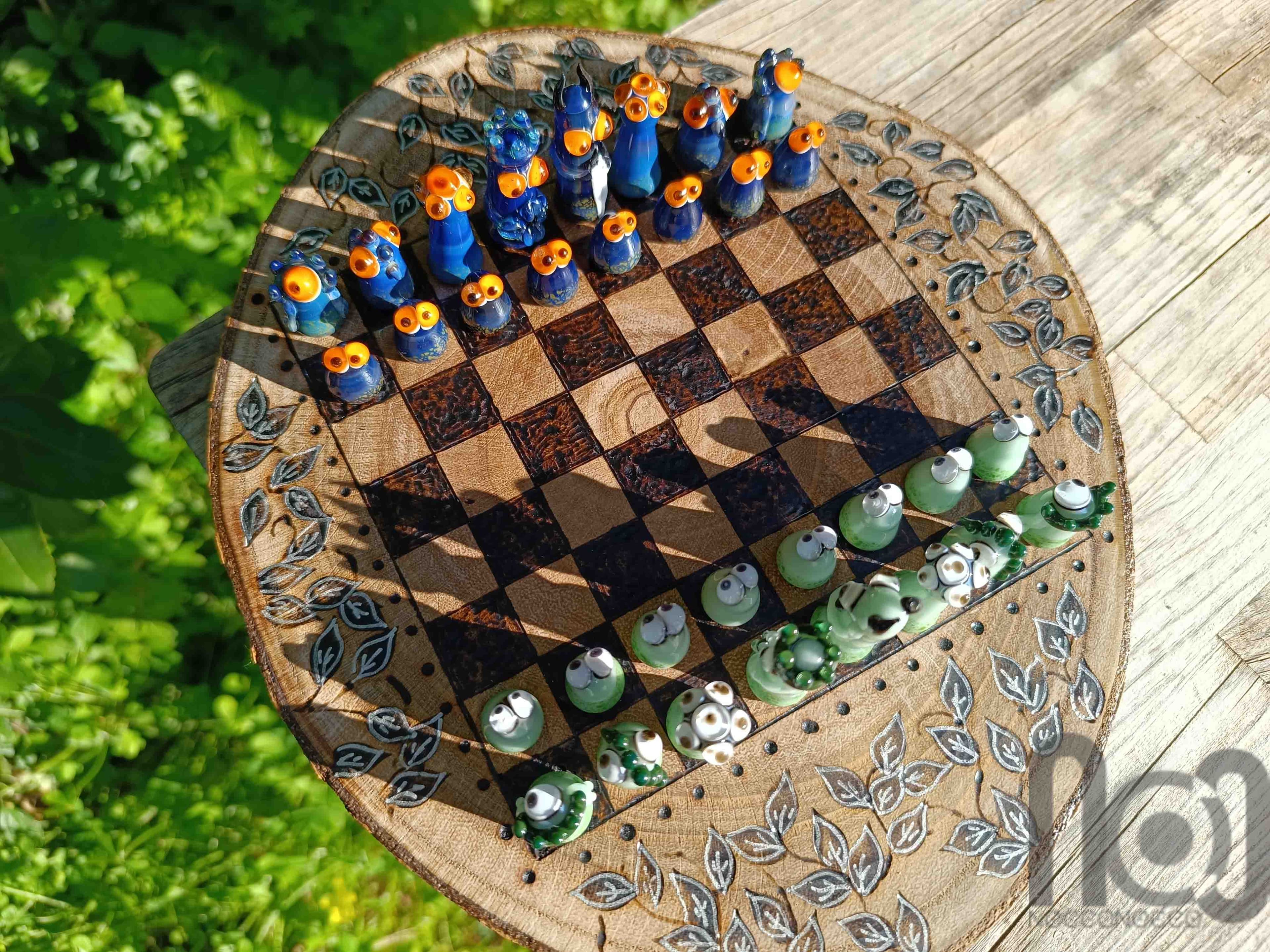 Monster Themed Handmade Glass Chess Set -v2 — handmade borosilicate glass by NoccoNocco, detail view 6 of 6, made in Greece