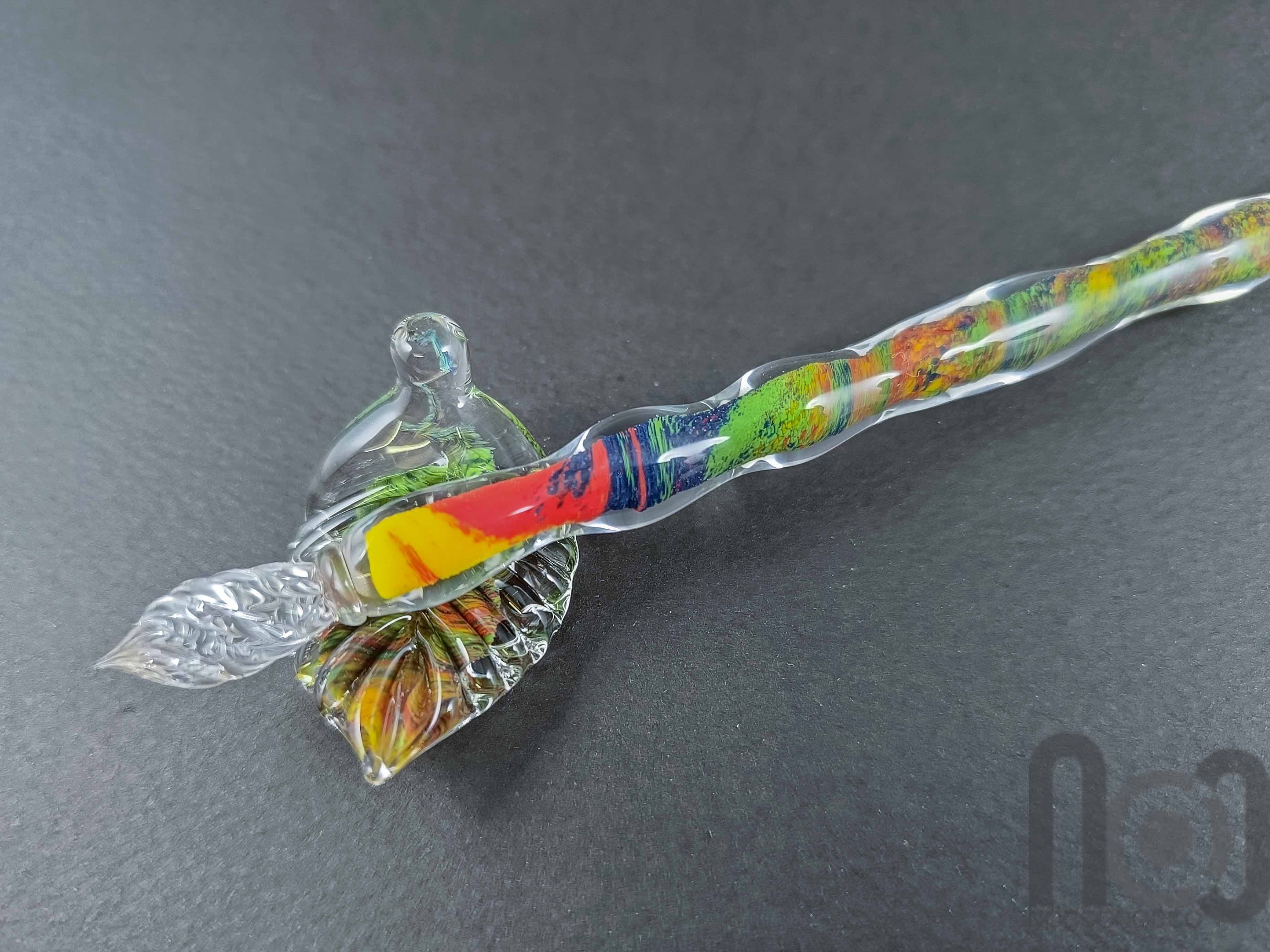 Colorful Glass Dip Pen, v94 — handmade borosilicate glass by NoccoNocco, detail view 4 of 5, made in Greece